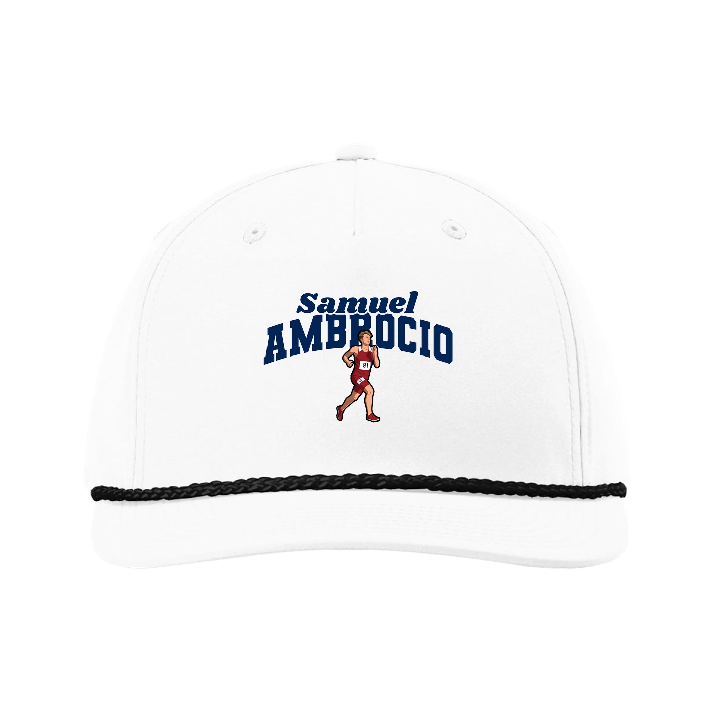 Five-Panel Classic Rope Cap — Signature Arch in White