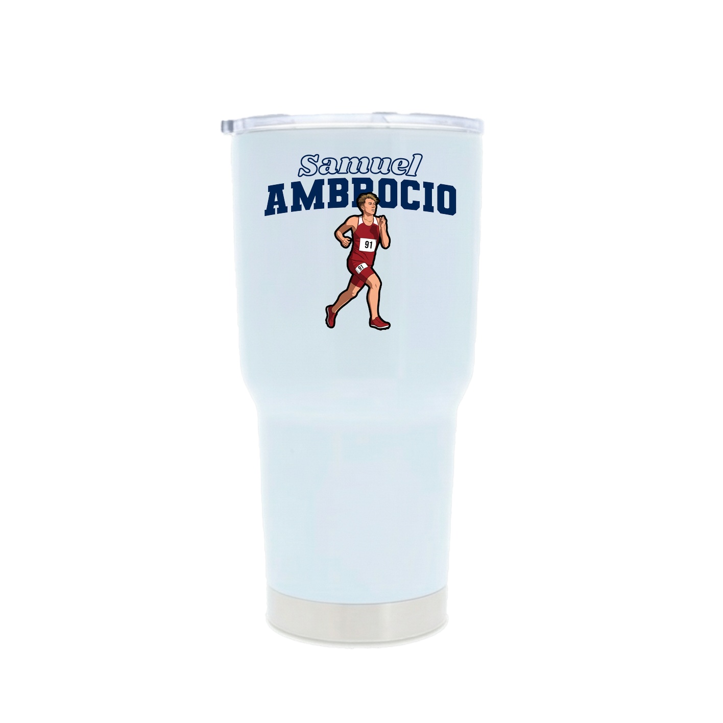 30oz Stainless Steel Tumbler — Name Arch in White