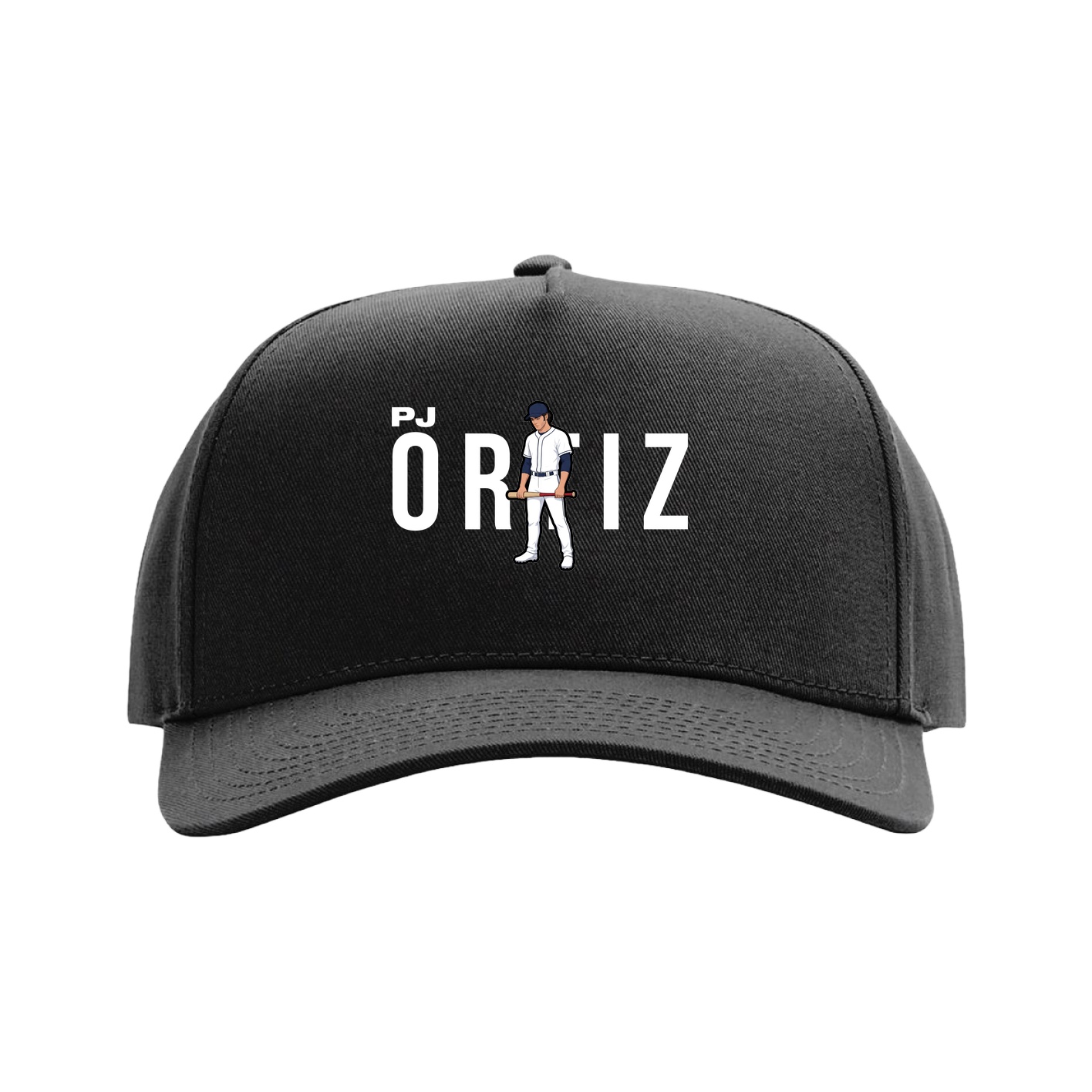Full Fabric Five-Panel Champ Cap — Player Name in Black