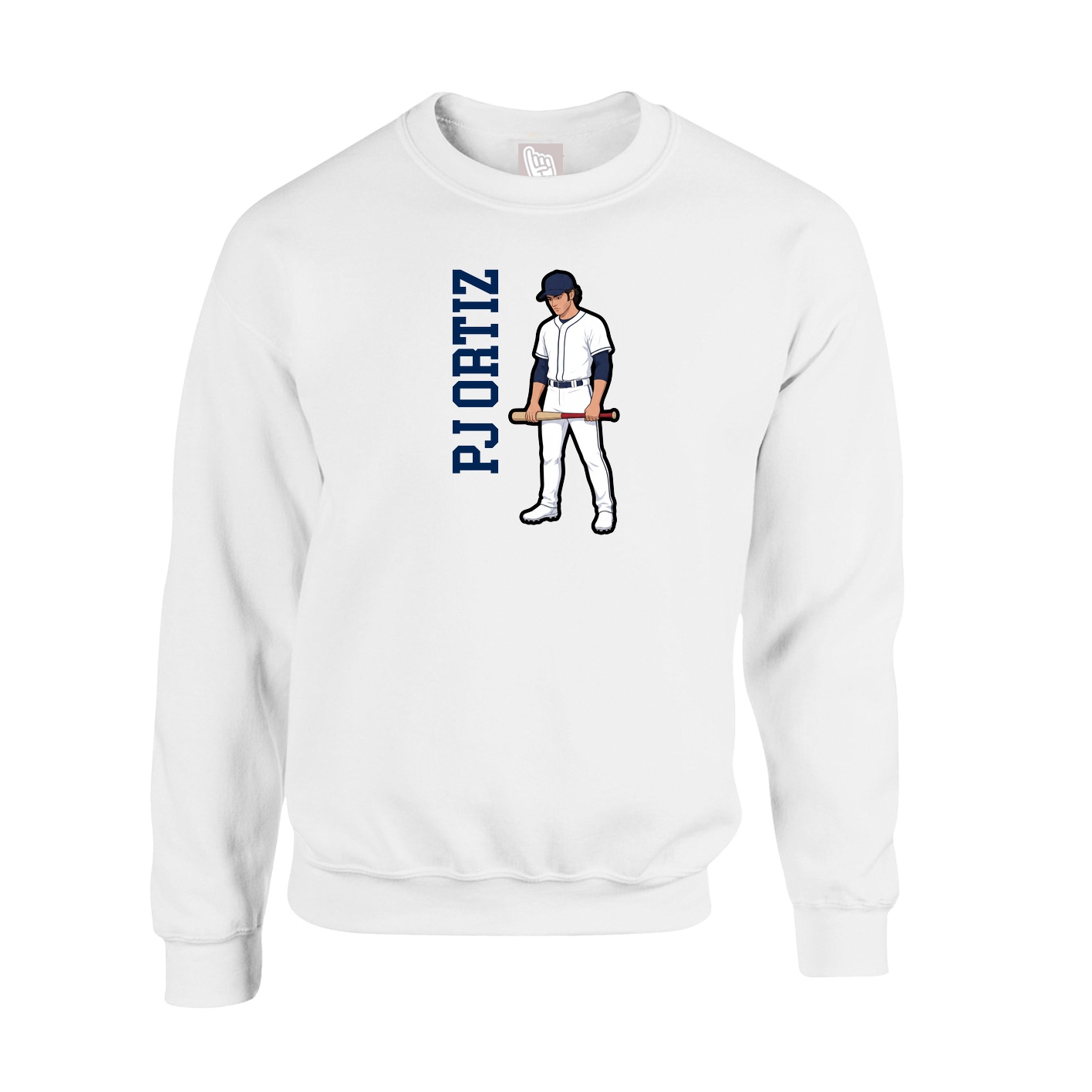 Fleece Crew — Name Vertical in White