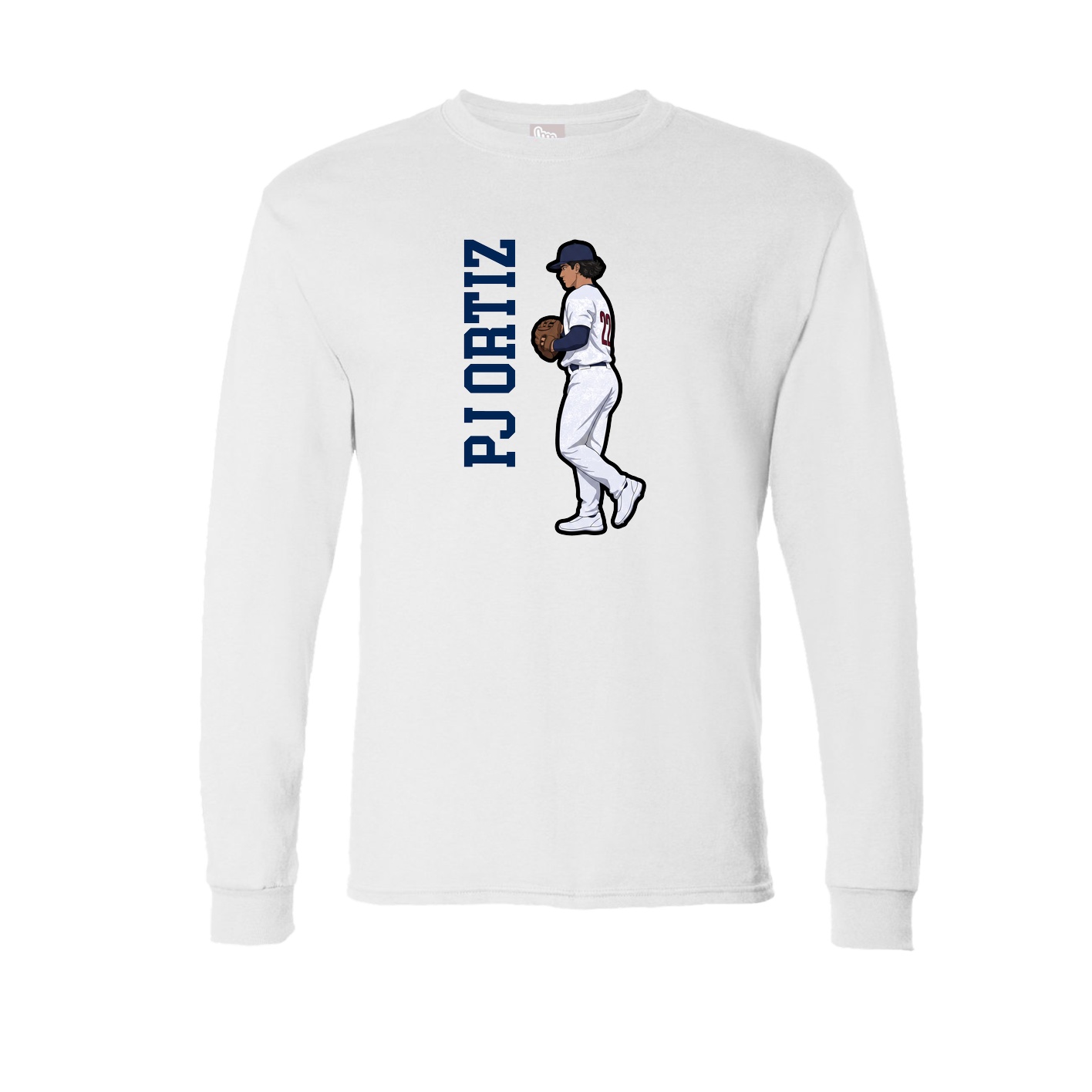 Long Sleeve Tee — Name Vertical in White