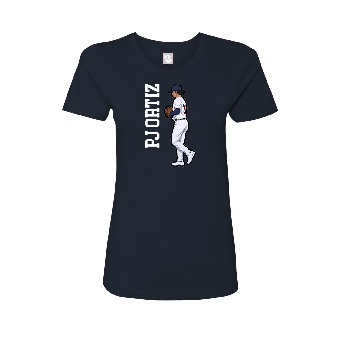 Fitted Women's Tee — Name Vertical in Navy