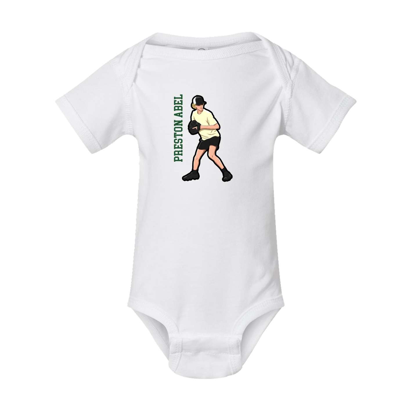 Baby Onesie — Name Vertical in White