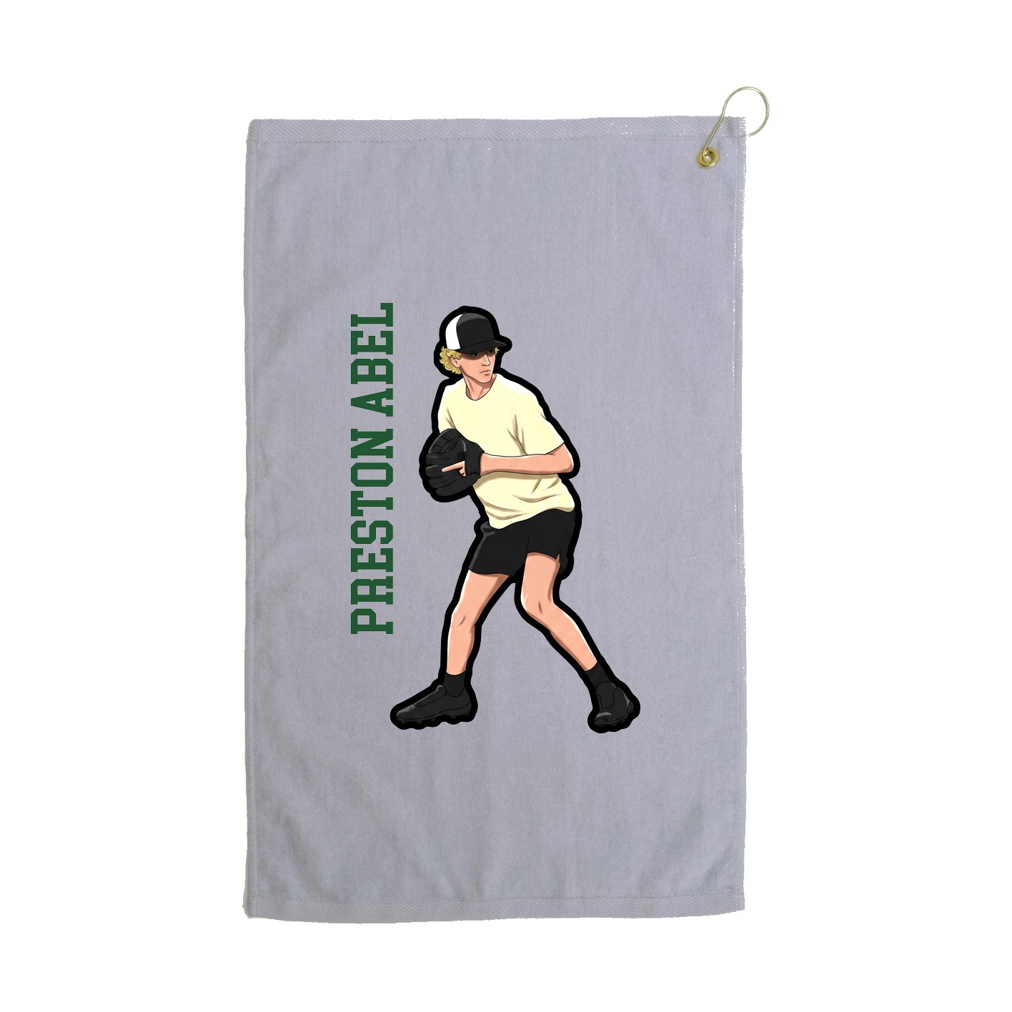 Golf Towel — Name Vertical in Grey