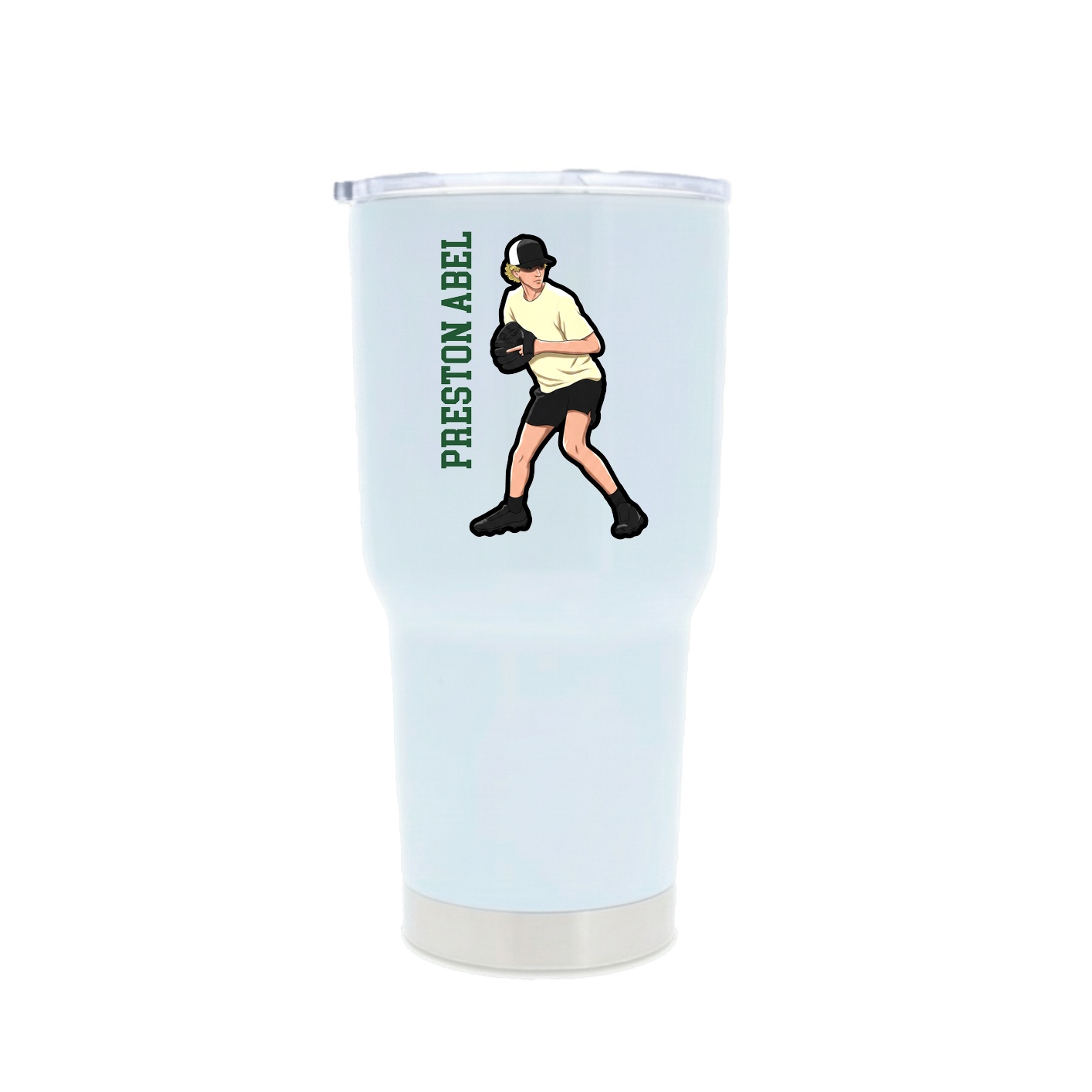 30oz Stainless Steel Tumbler — Name Vertical in White