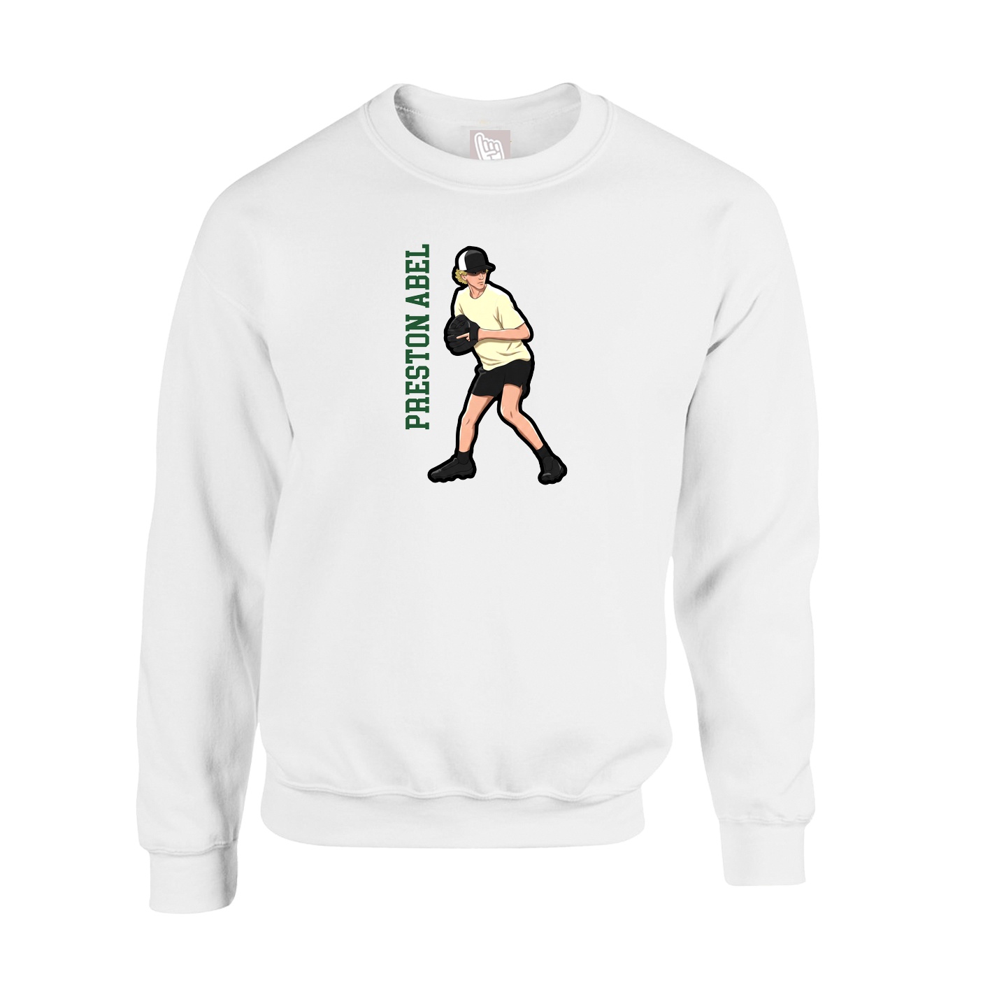 Fleece Crew — Name Vertical in White