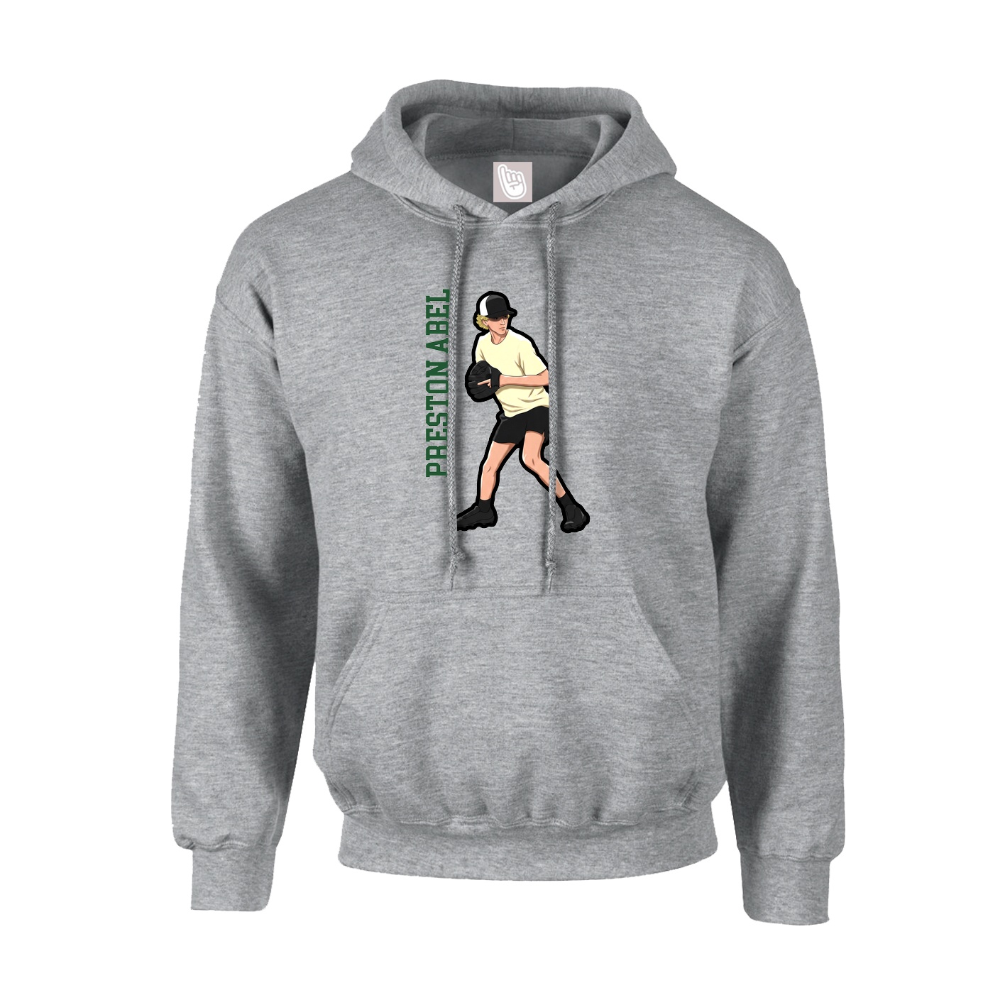 Youth Hoodie — Name Vertical in Grey