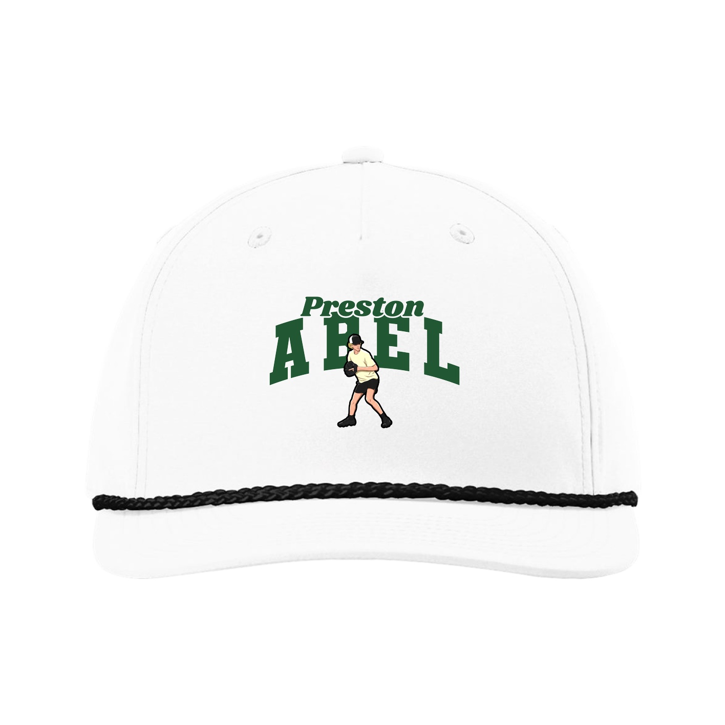 Five-Panel Classic Rope Cap — Signature Arch in White