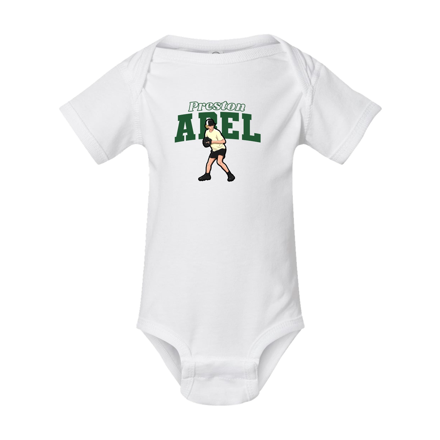 Baby Onesie — Name Arch in White