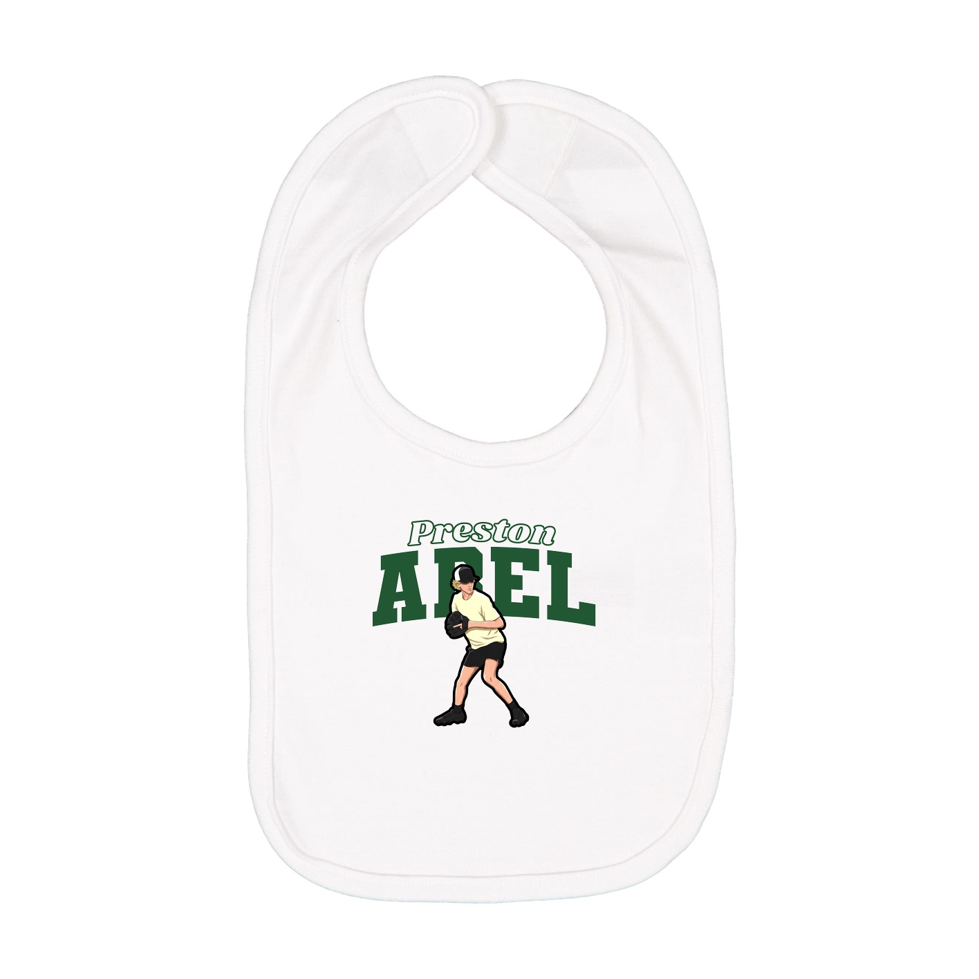 Infant Bib — Name Arch in White