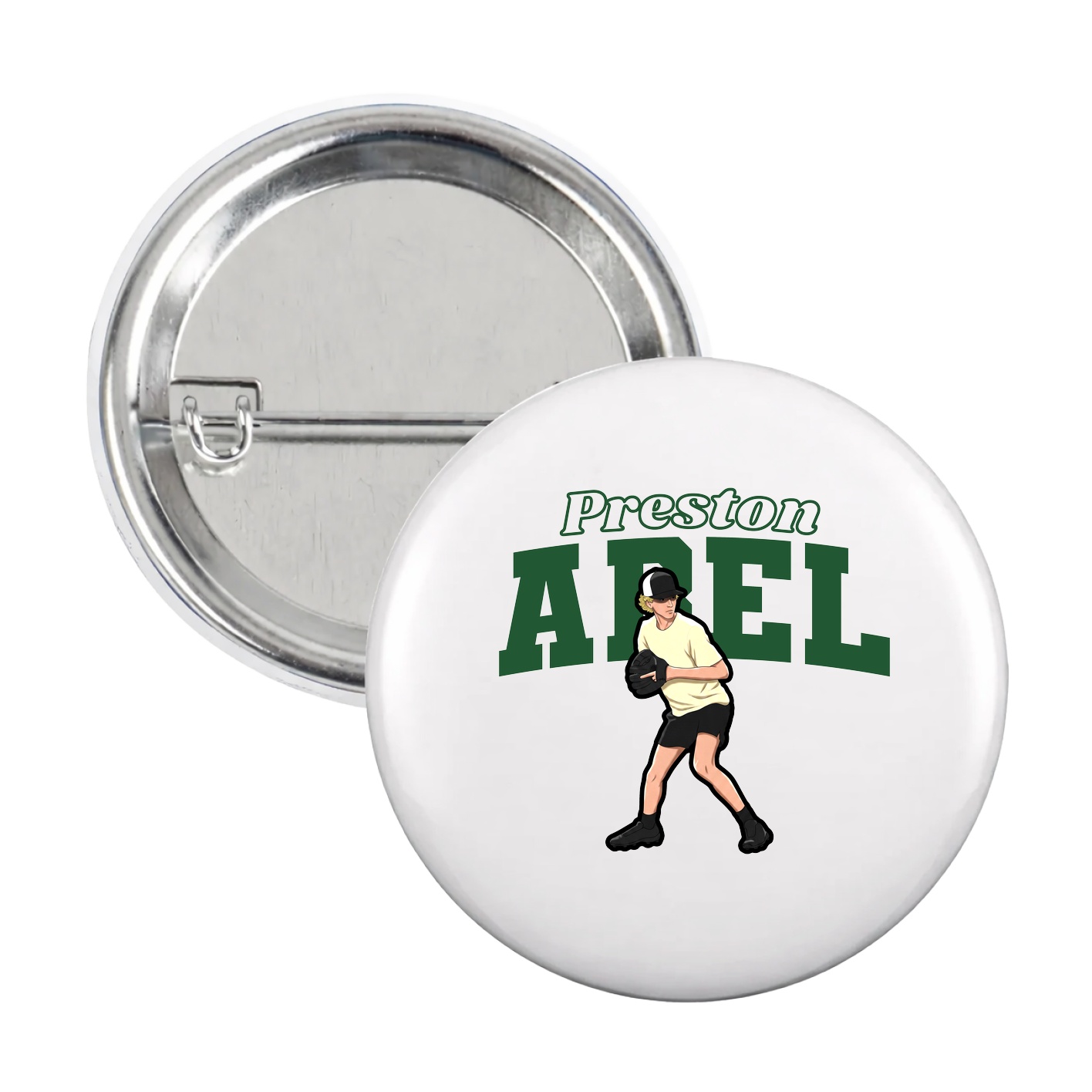 Game Day Button — Name Arch in White