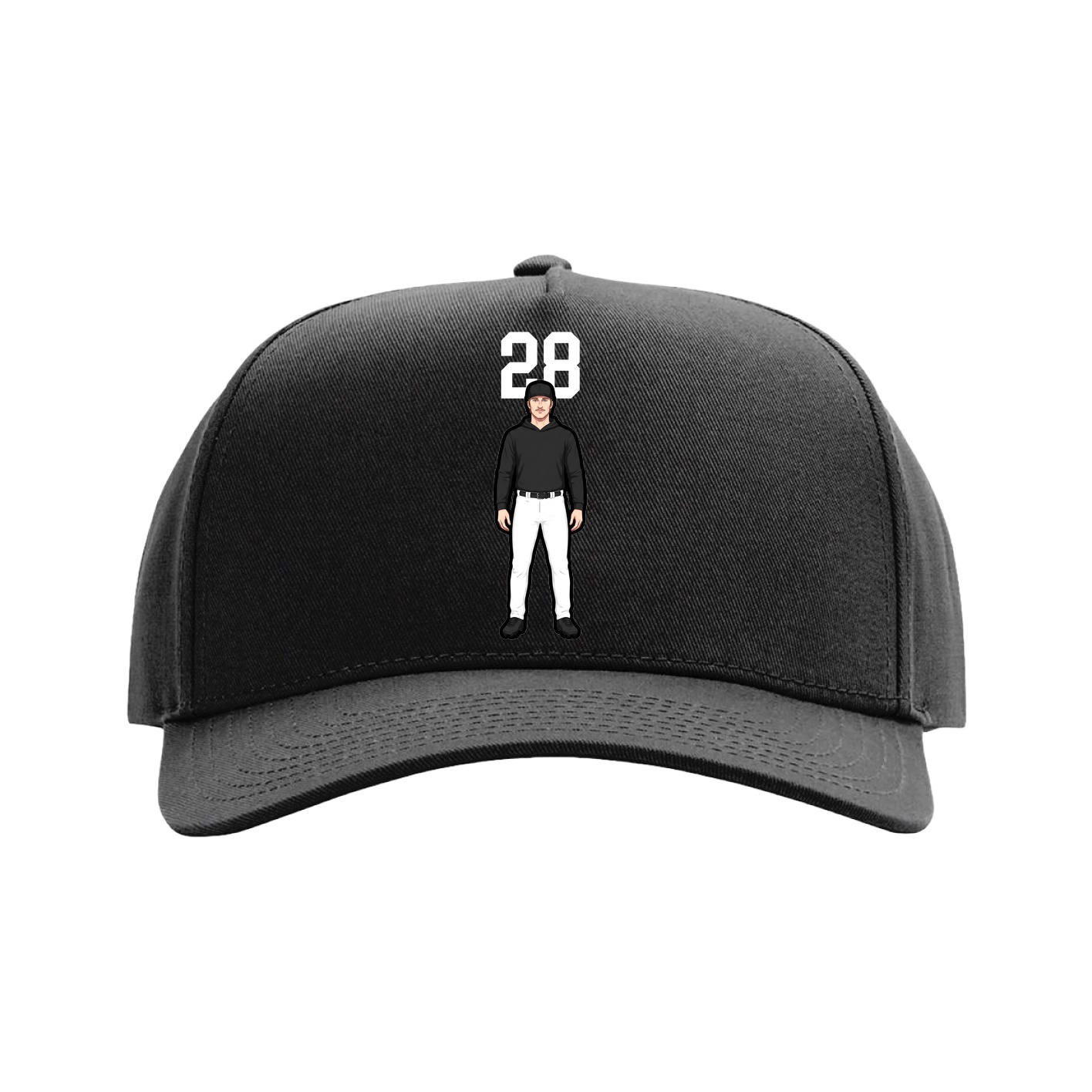Full Fabric Five-Panel Champ Cap — Number Top in Black