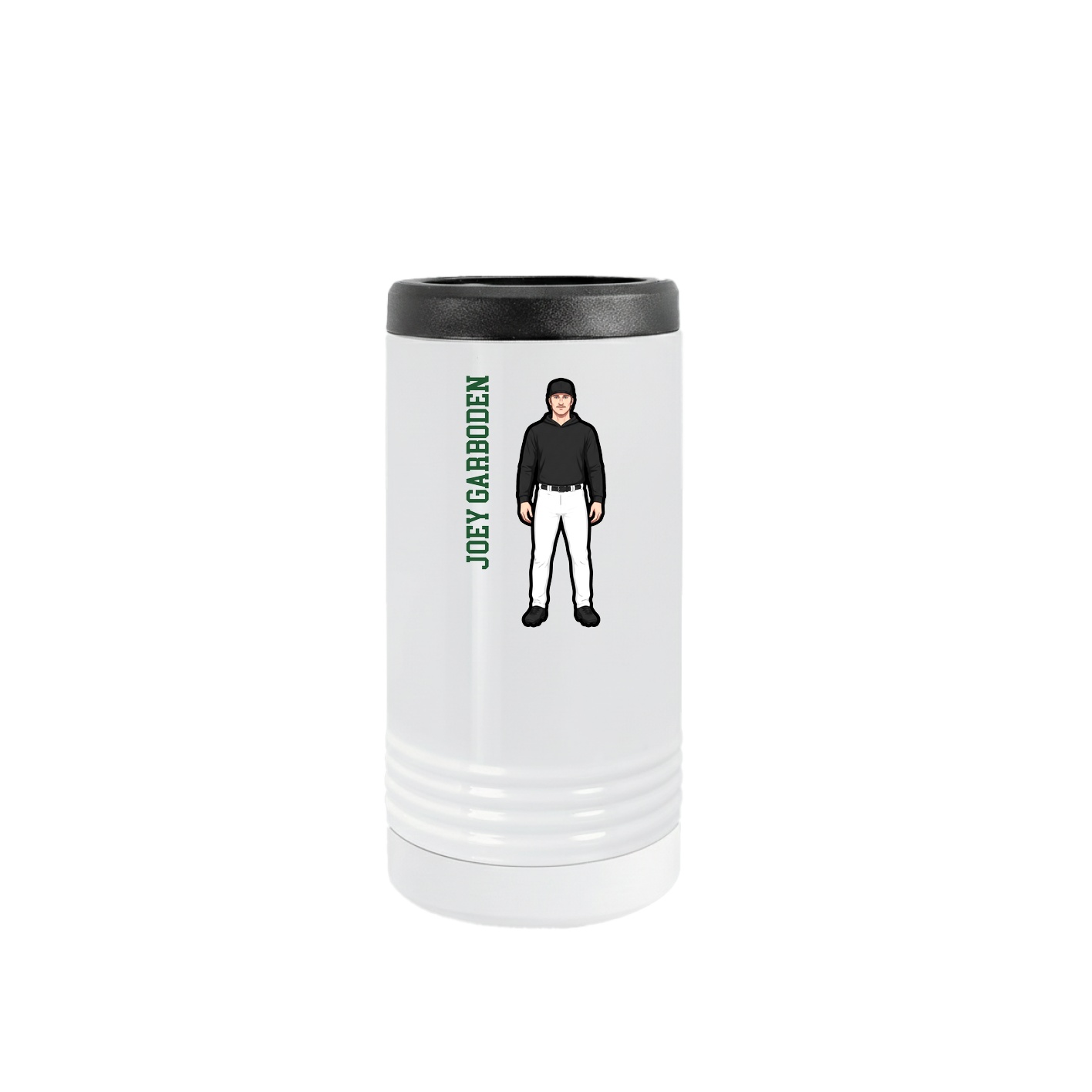 Slim Beverage Holder — Name Vertical in White