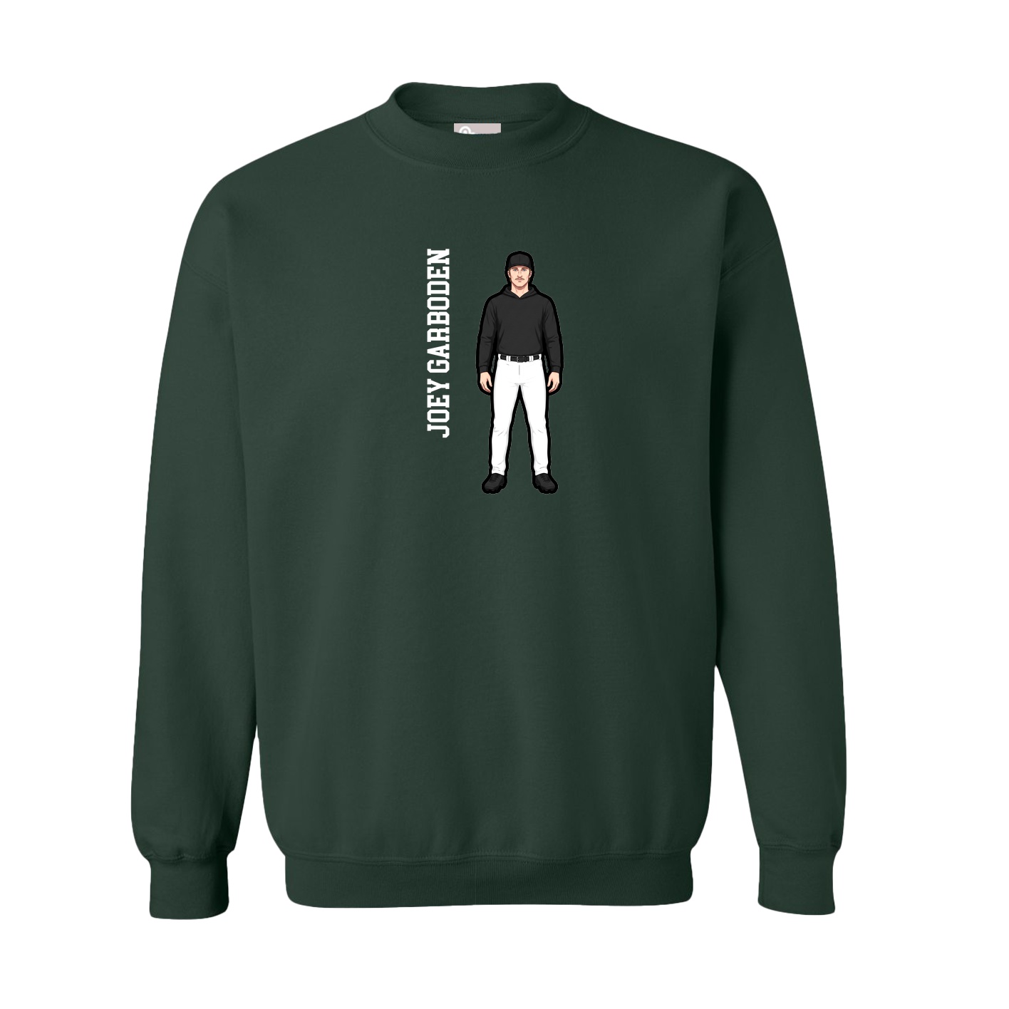 Fleece Crew — Name Vertical in Green