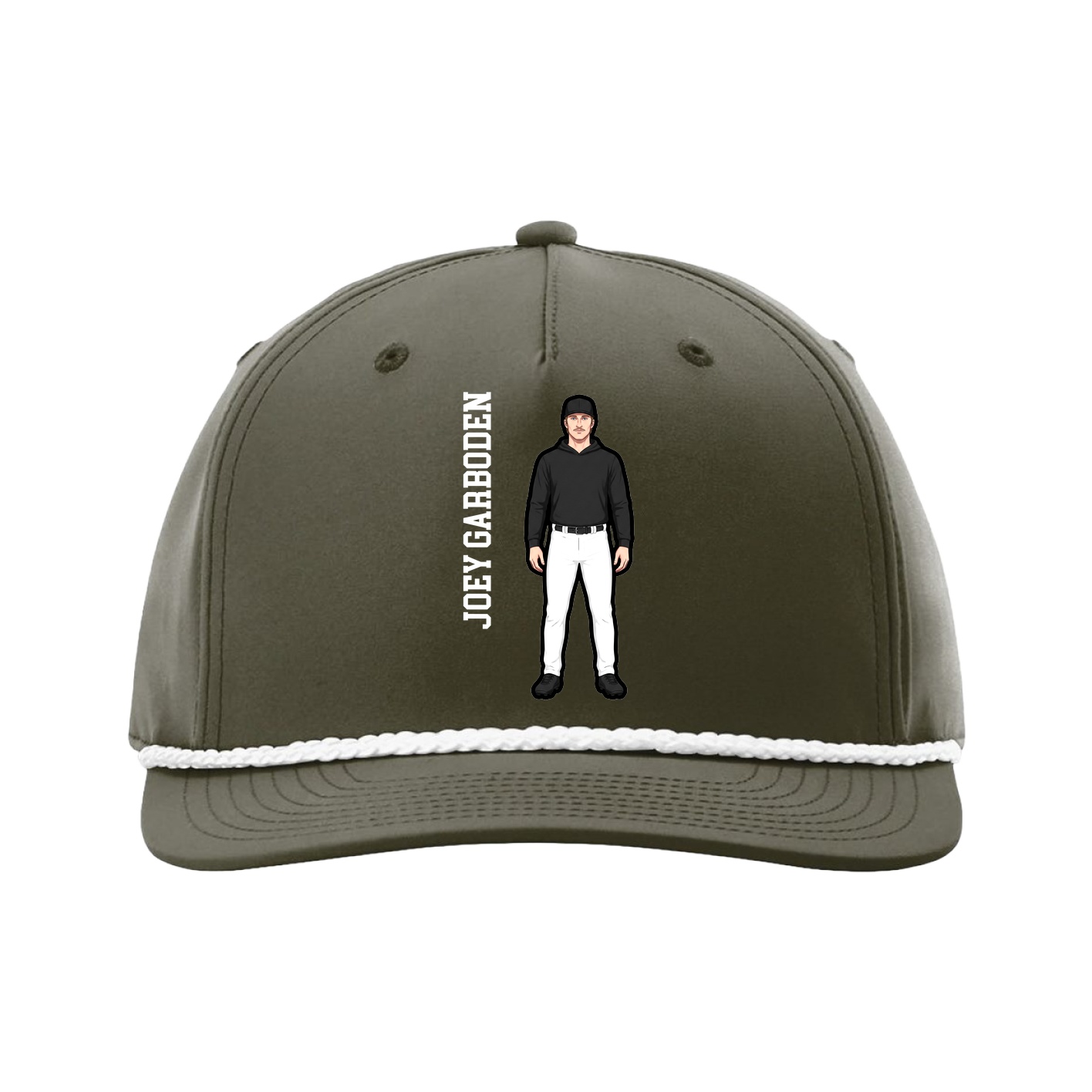Five-Panel Classic Rope Cap — Name Vertical in Green