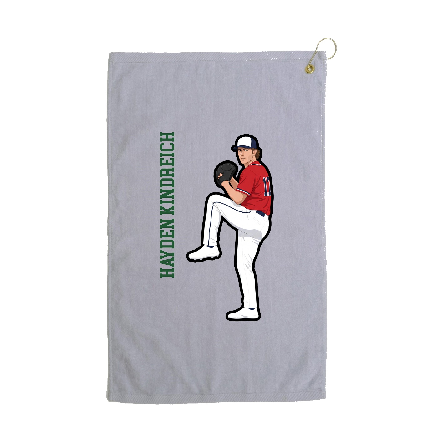 Golf Towel — Name Vertical in Grey