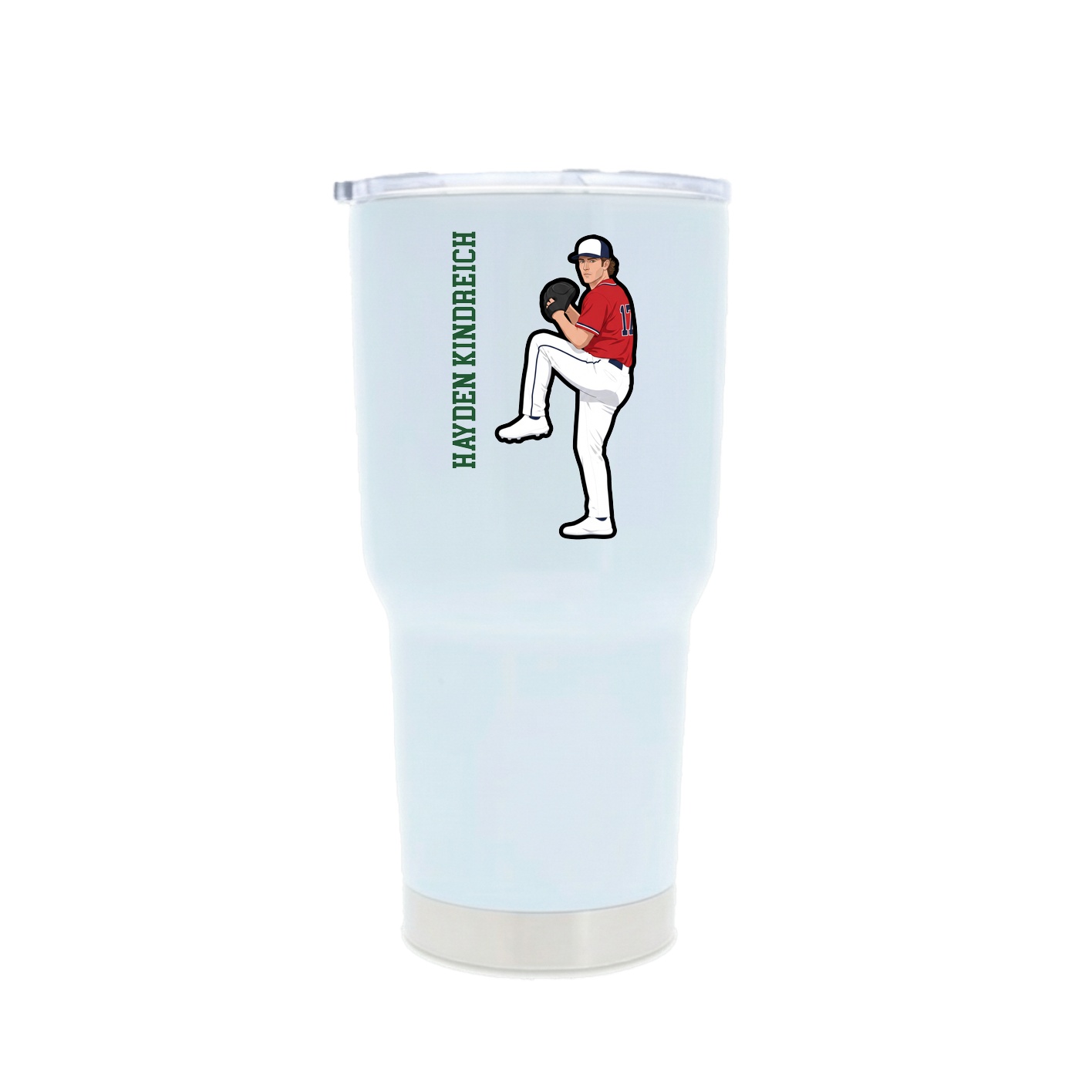 30oz Stainless Steel Tumbler — Name Vertical in White