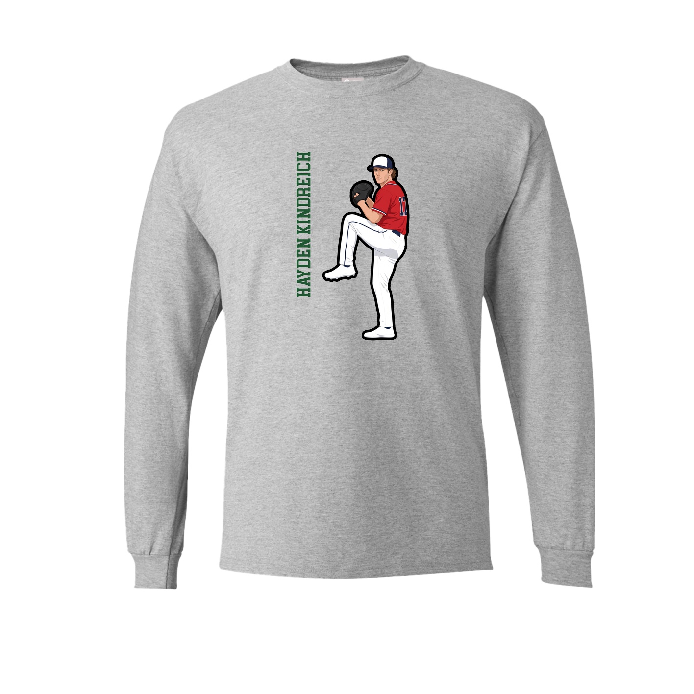 Long Sleeve Tee — Name Vertical in Grey