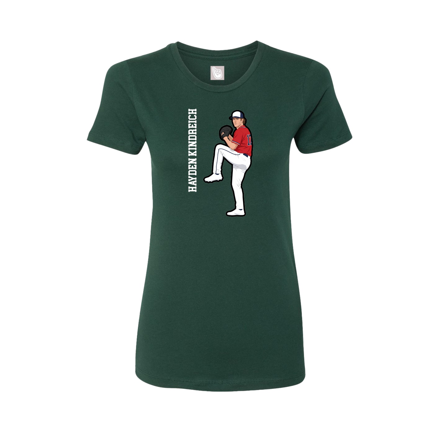 Fitted Women's Tee — Name Vertical in Green
