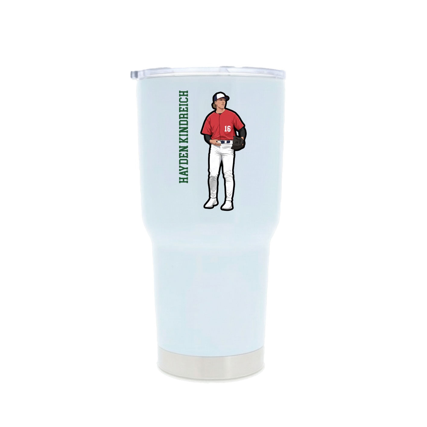 30oz Stainless Steel Tumbler — Name Vertical in White