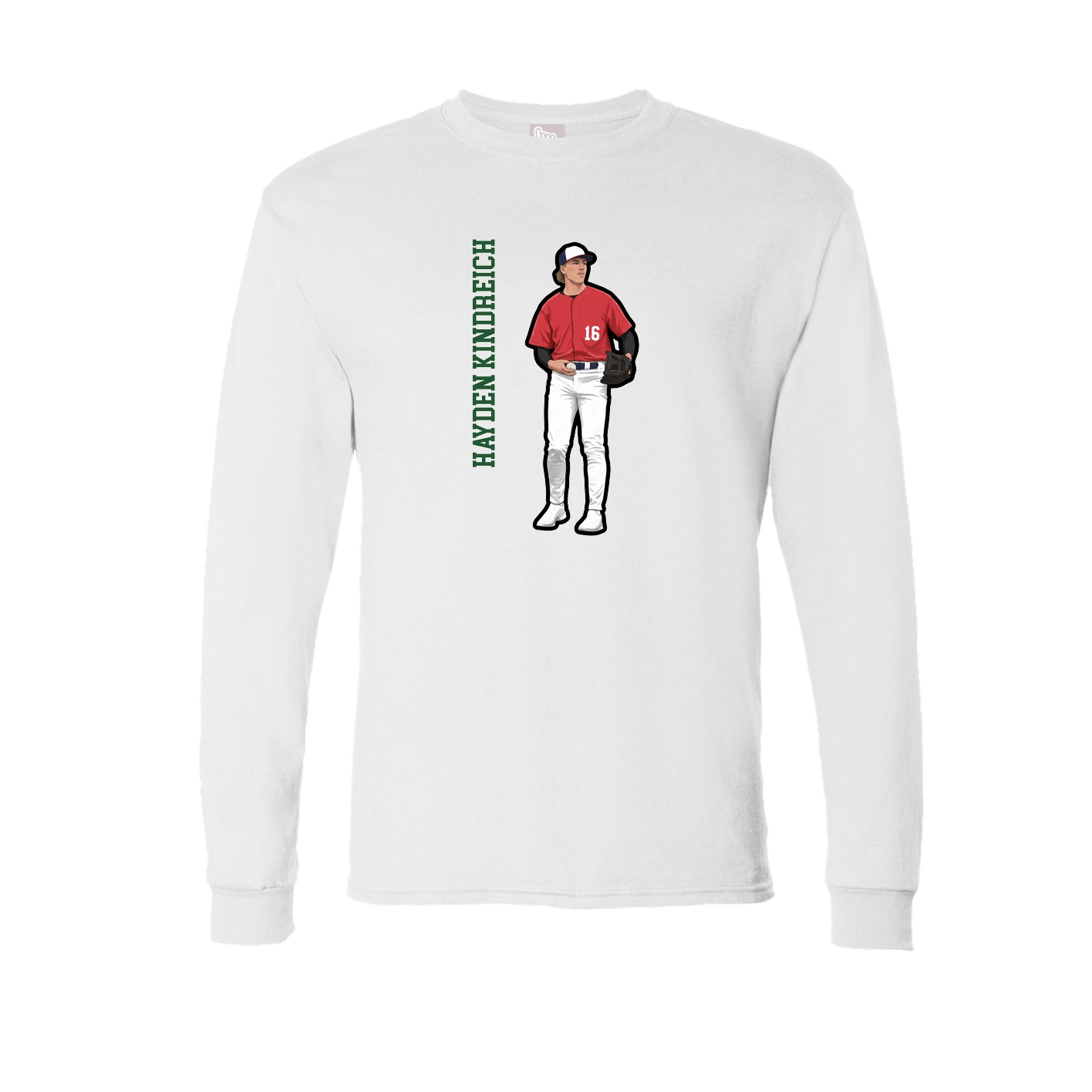 Long Sleeve Tee — Name Vertical in White