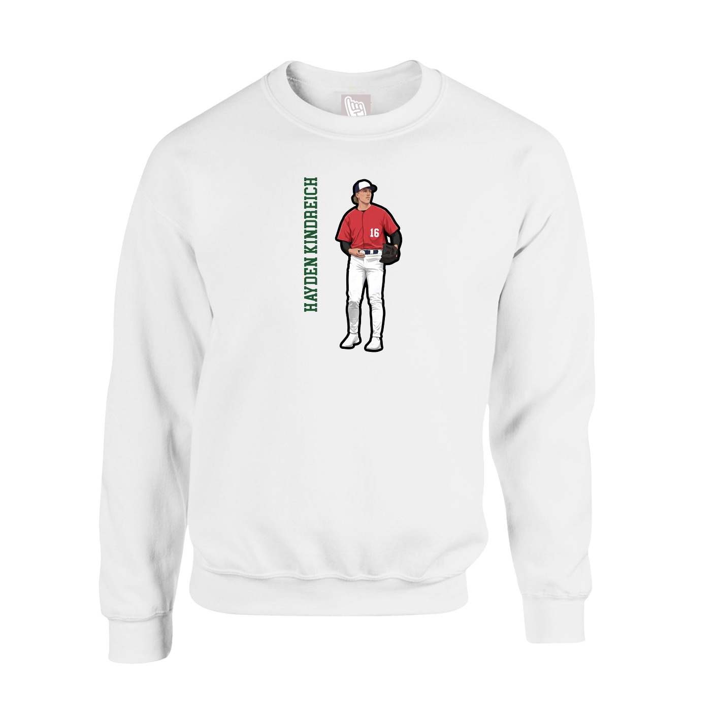 Fleece Crew — Name Vertical in White