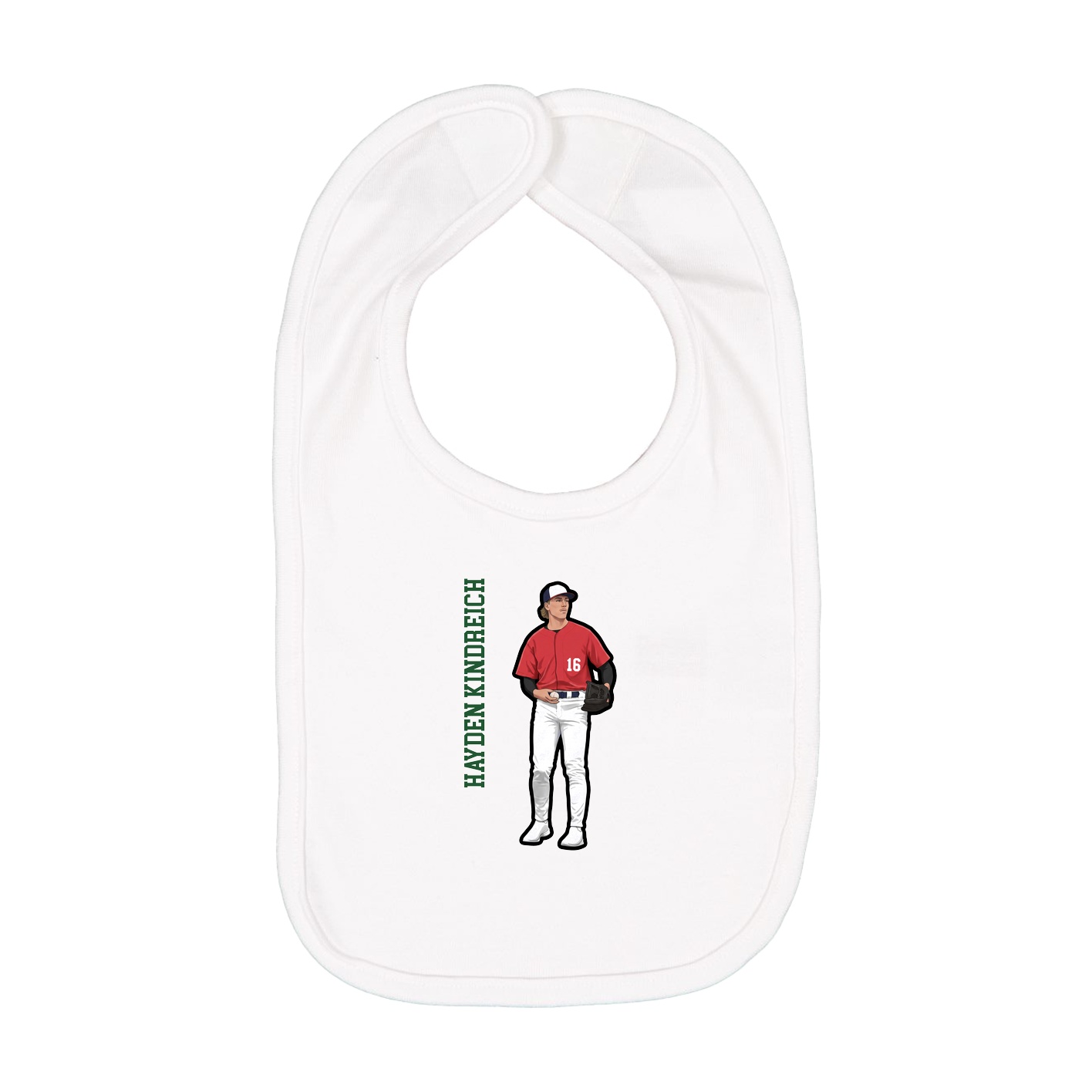 Infant Bib — Name Vertical in White