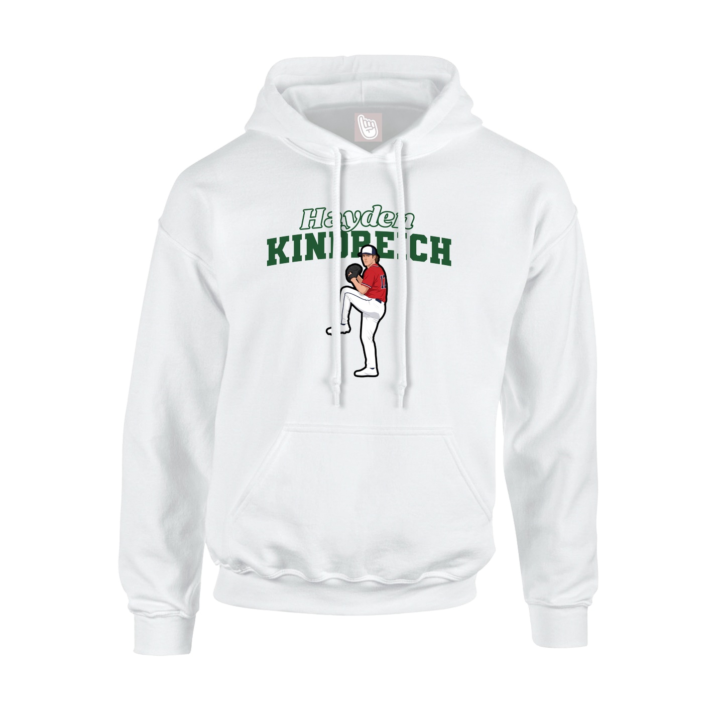 Youth Hoodie — Name Arch in White