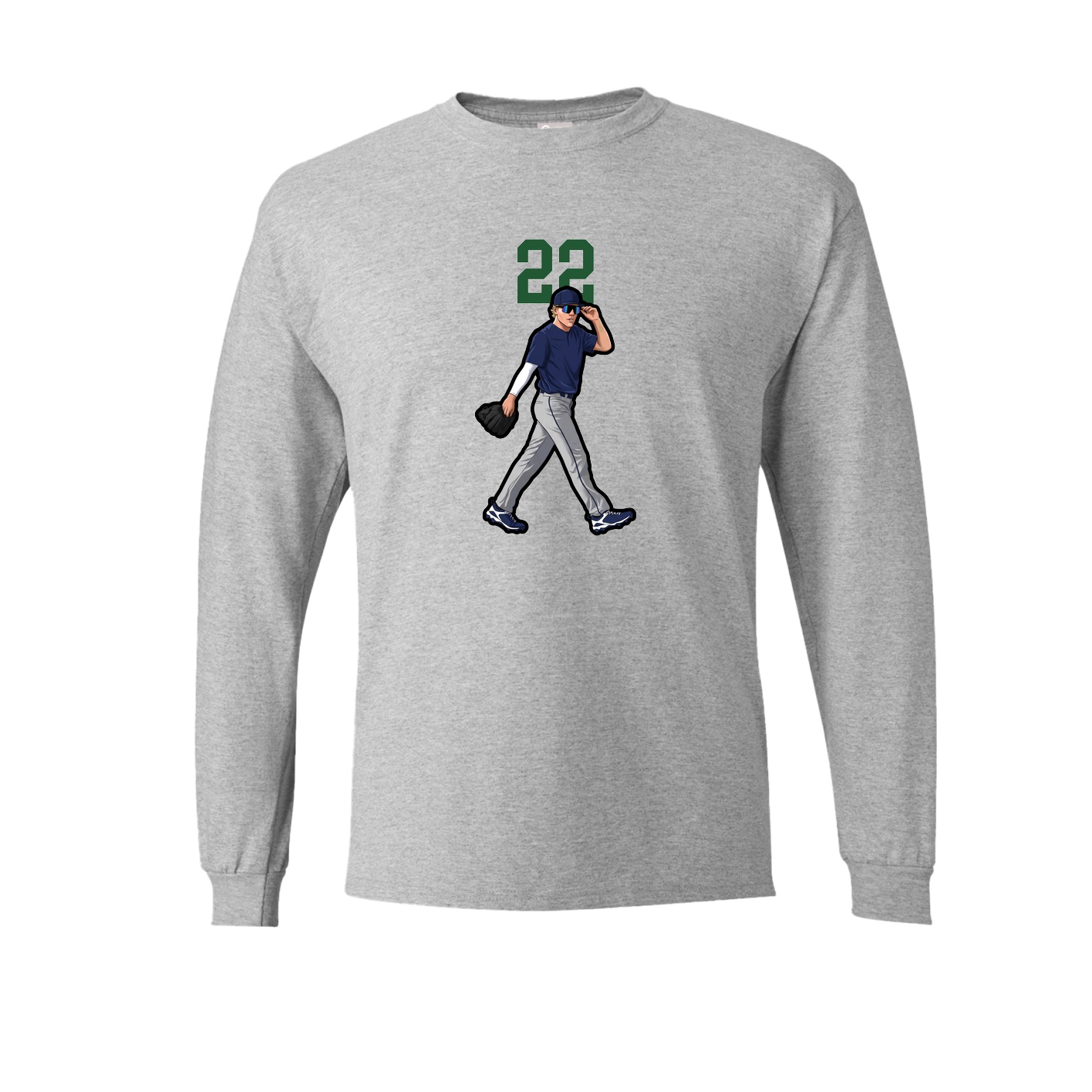 Long Sleeve Tee — Number Top in Grey