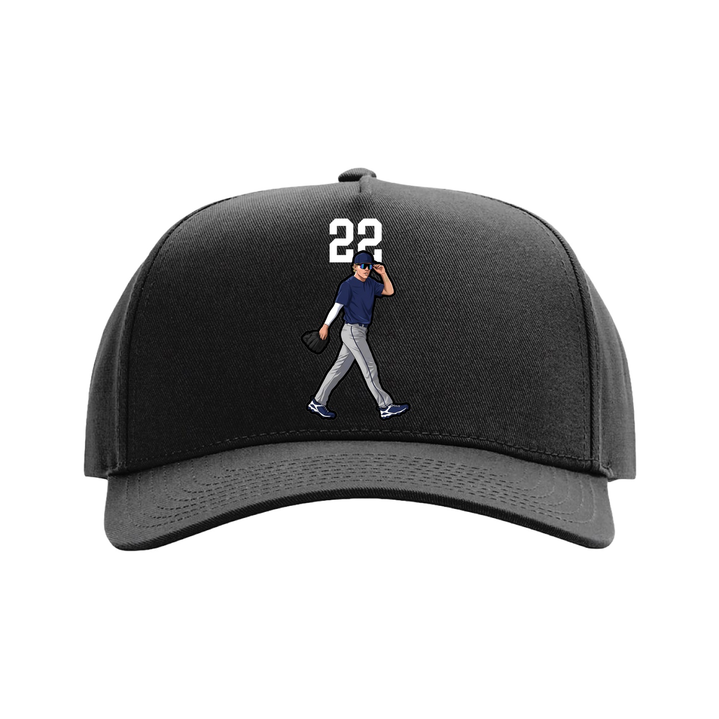 Full Fabric Five-Panel Champ Cap — Number Top in Black