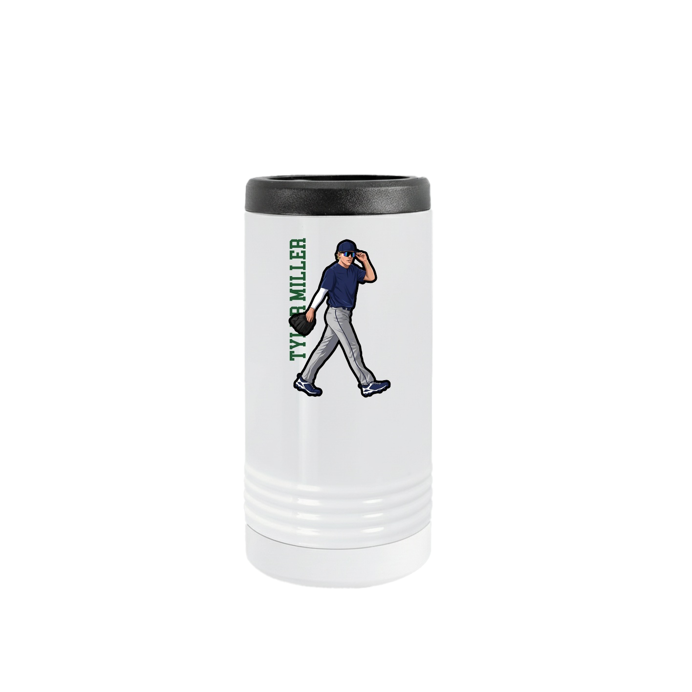 Slim Beverage Holder — Name Vertical in White
