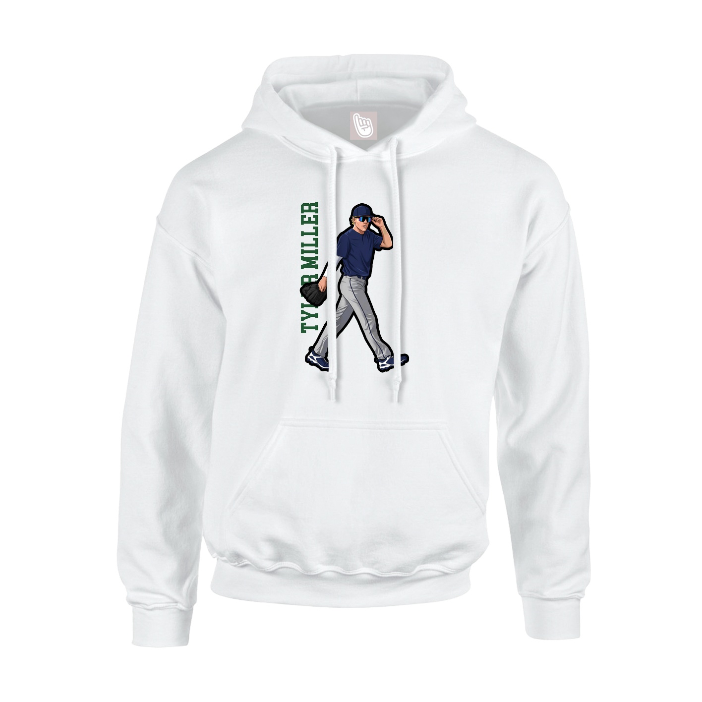 Youth Hoodie — Name Vertical in White
