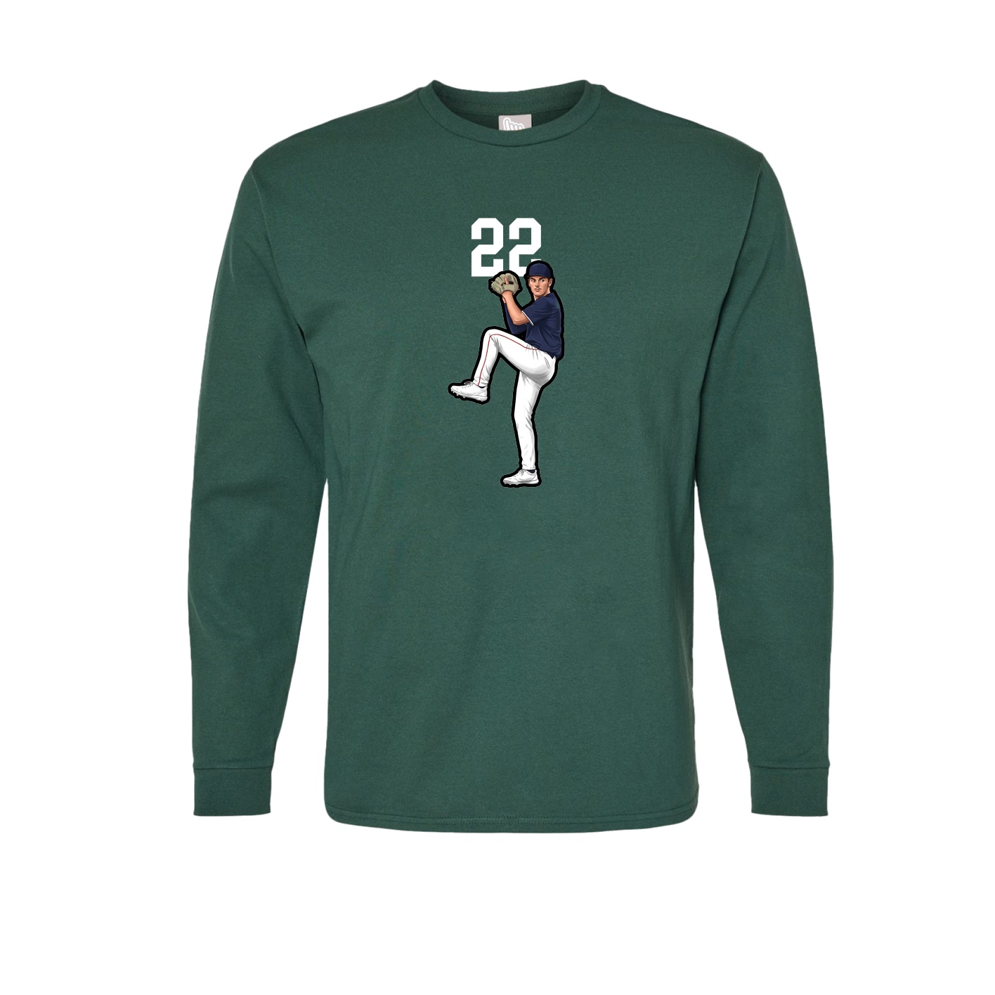 Long Sleeve Tee — Number Top in Green