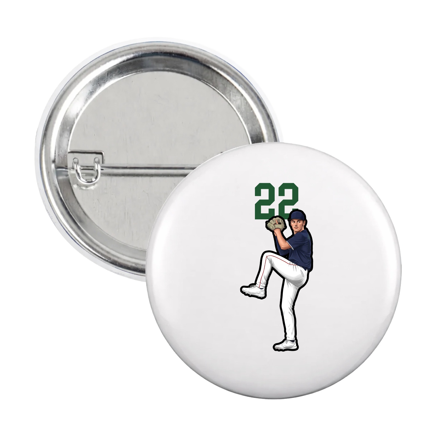 Game Day Button — Number Top in White
