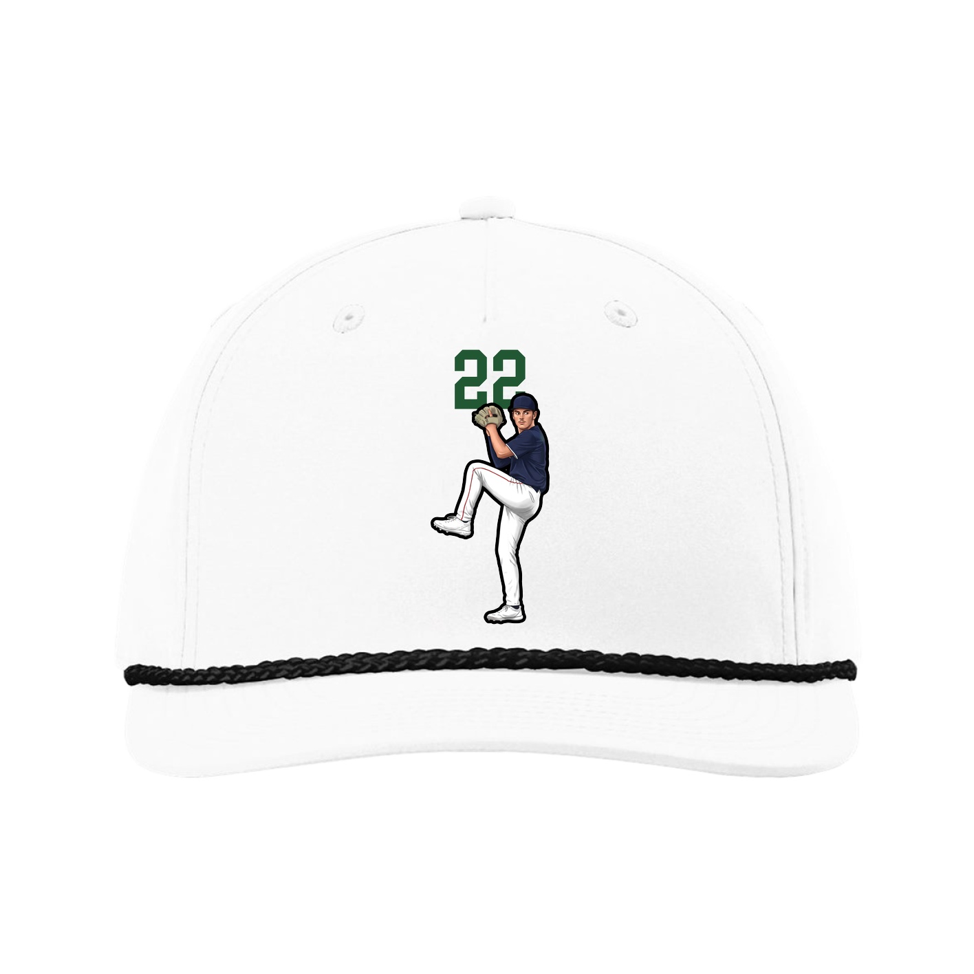 Five-Panel Classic Rope Cap — Number Top in White