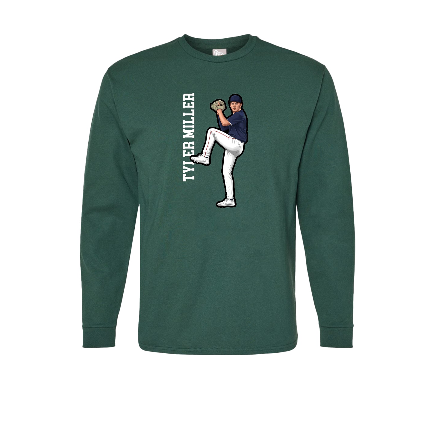 Long Sleeve Tee — Name Vertical in Green