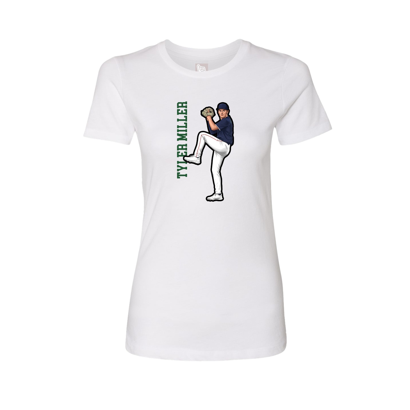 Fitted Women's Tee — Name Vertical in White
