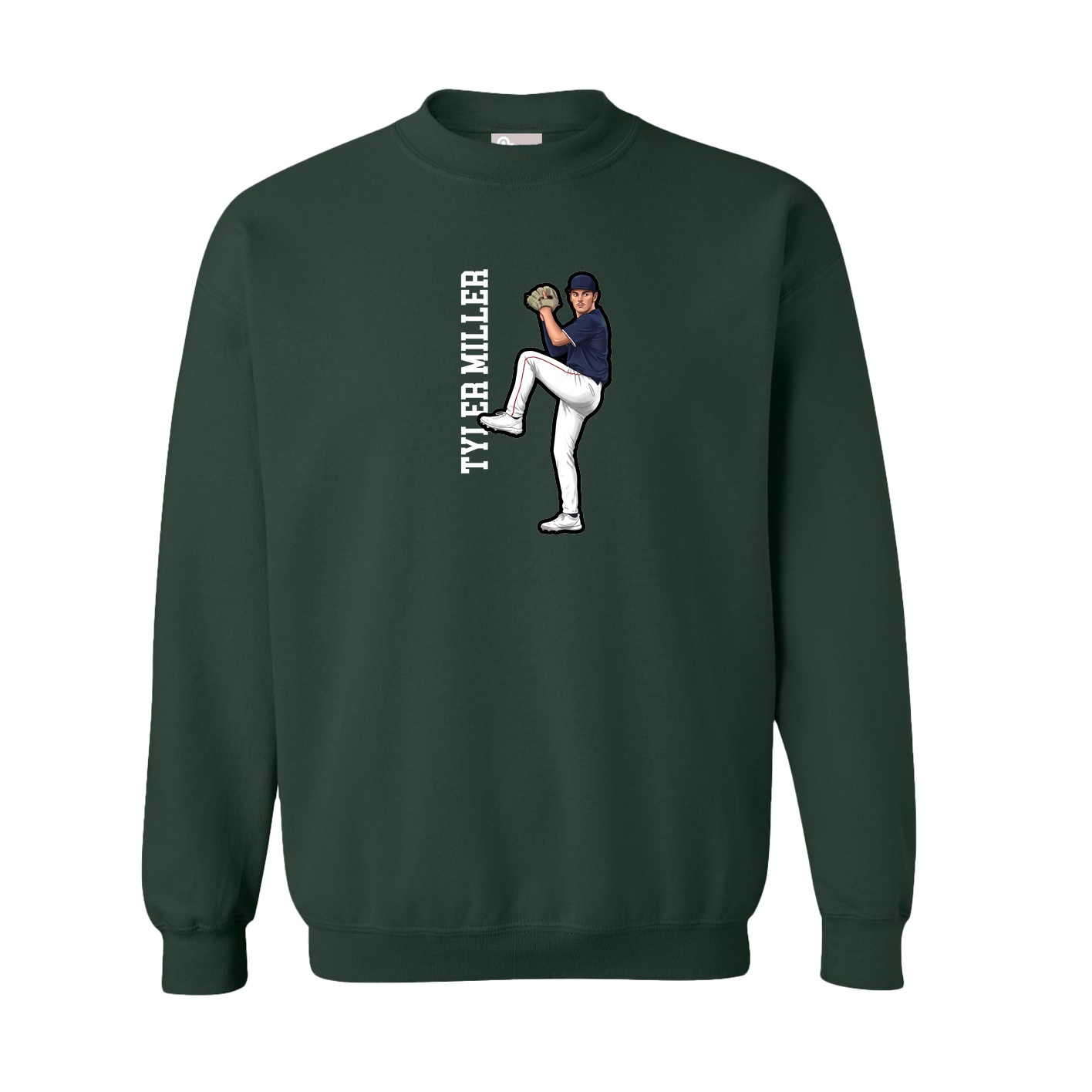 Fleece Crew — Name Vertical in Green