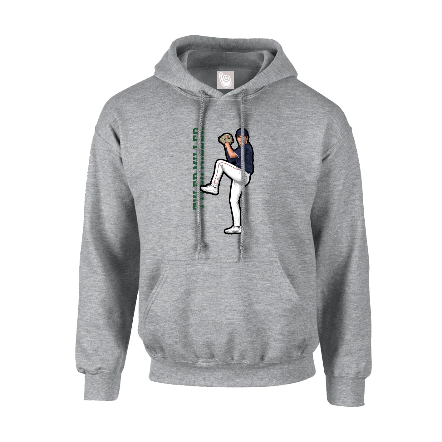 Youth Hoodie — Name Vertical in Grey