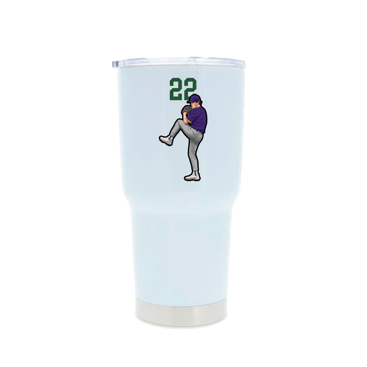 30oz Stainless Steel Tumbler — Number Top in White