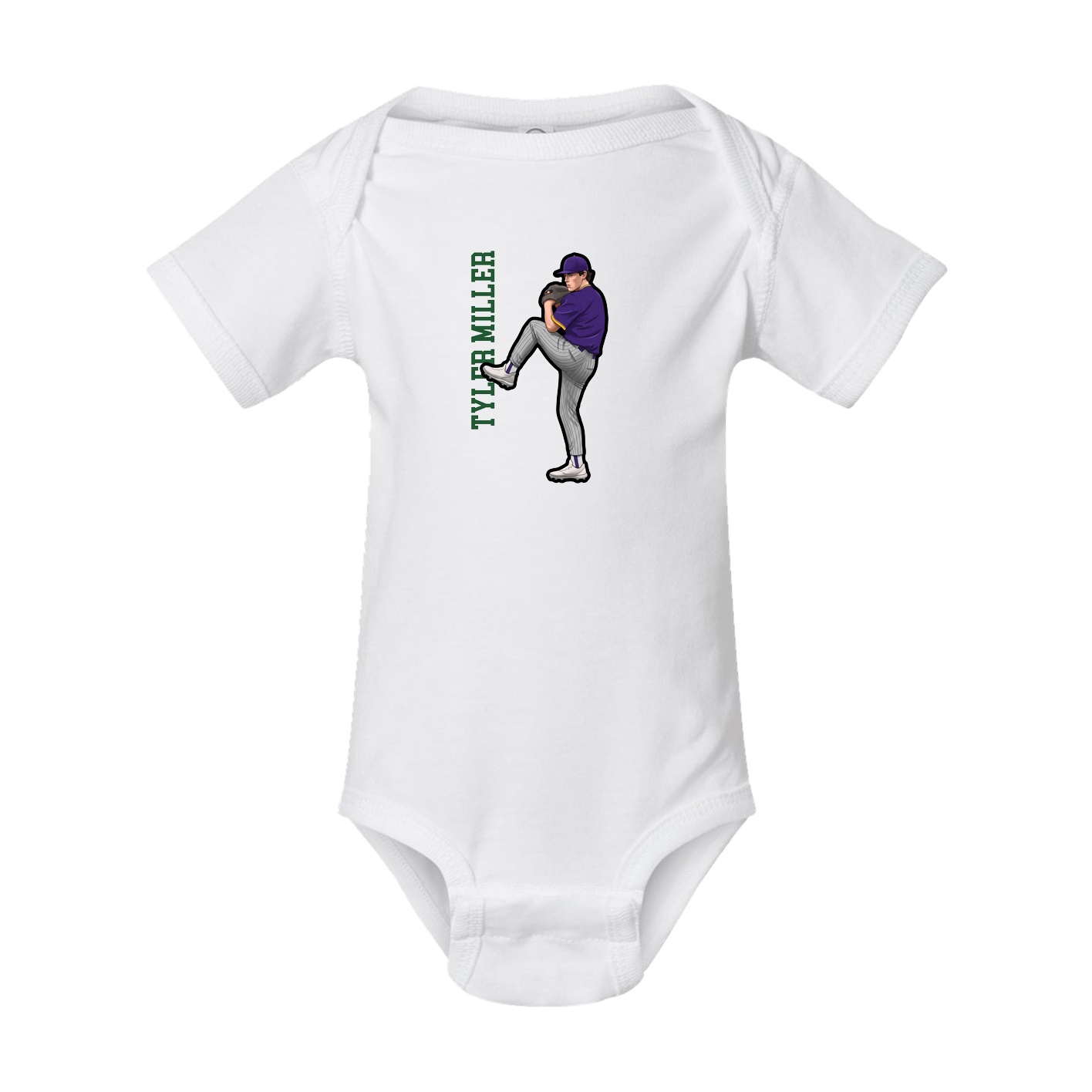 Baby Onesie — Name Vertical in White