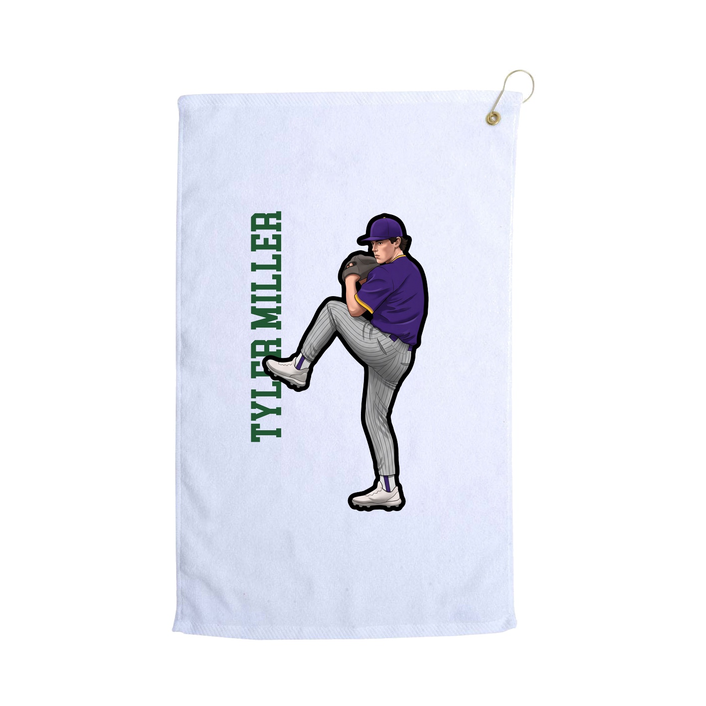 Golf Towel — Name Vertical in White