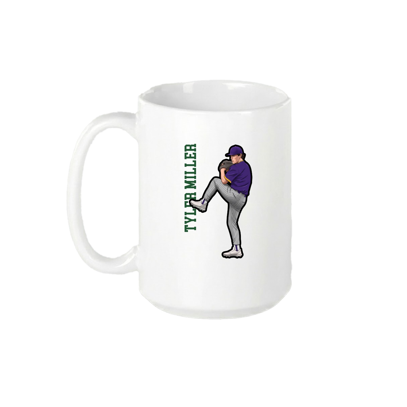15oz Coffee Mug — Name Vertical in White