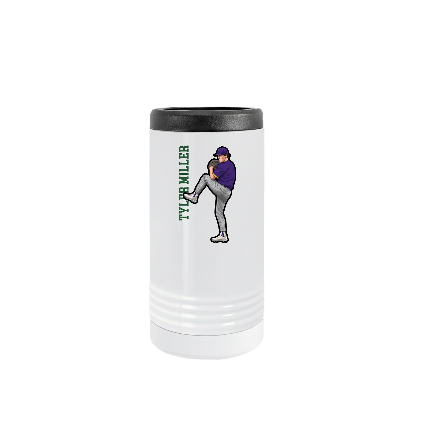 Slim Beverage Holder — Name Vertical in White