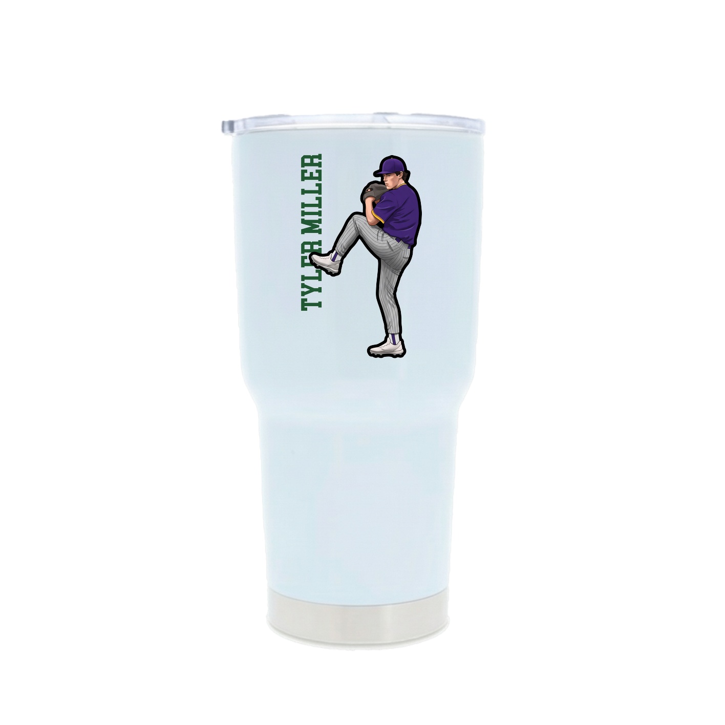 30oz Stainless Steel Tumbler — Name Vertical in White