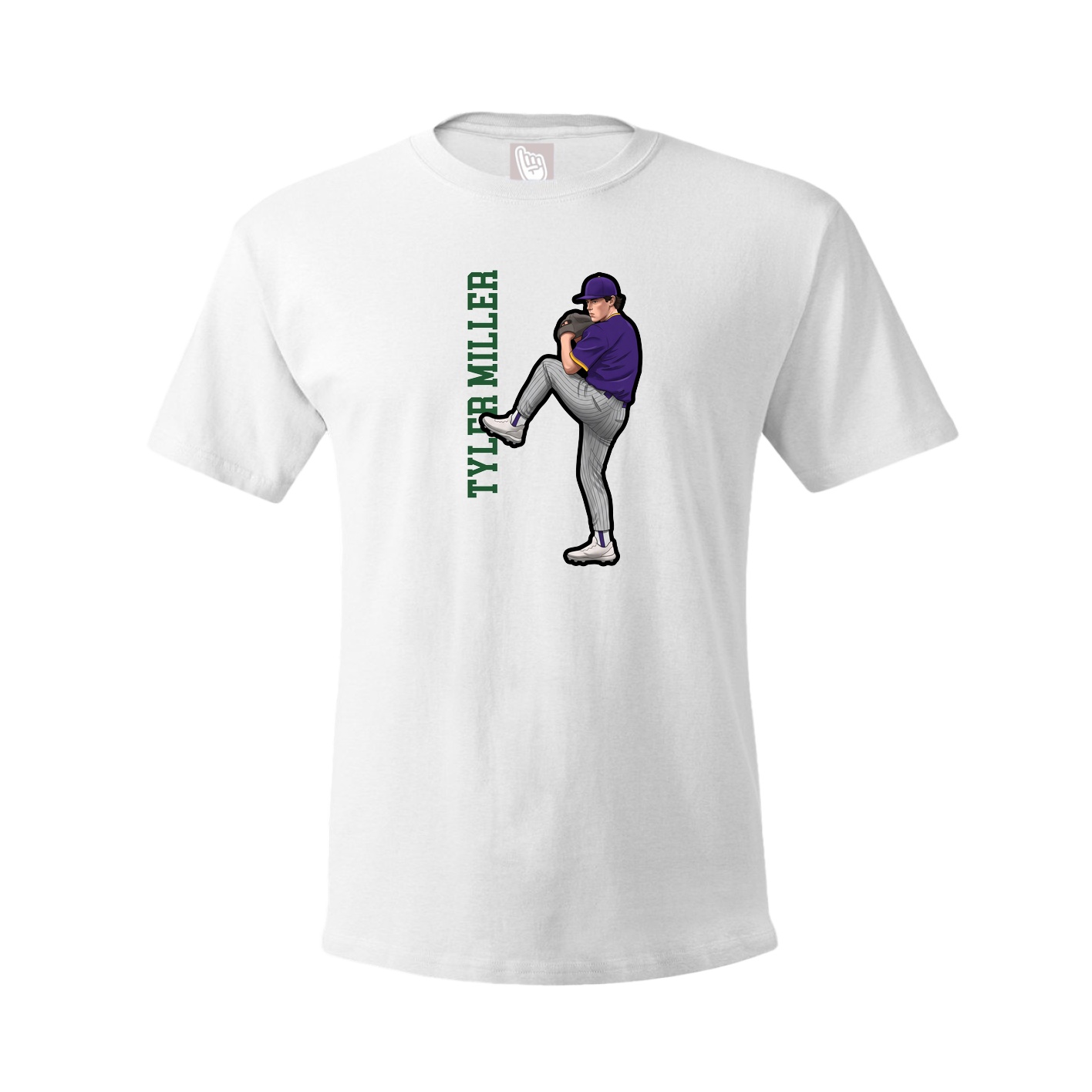 Youth Tee — Name Vertical in White