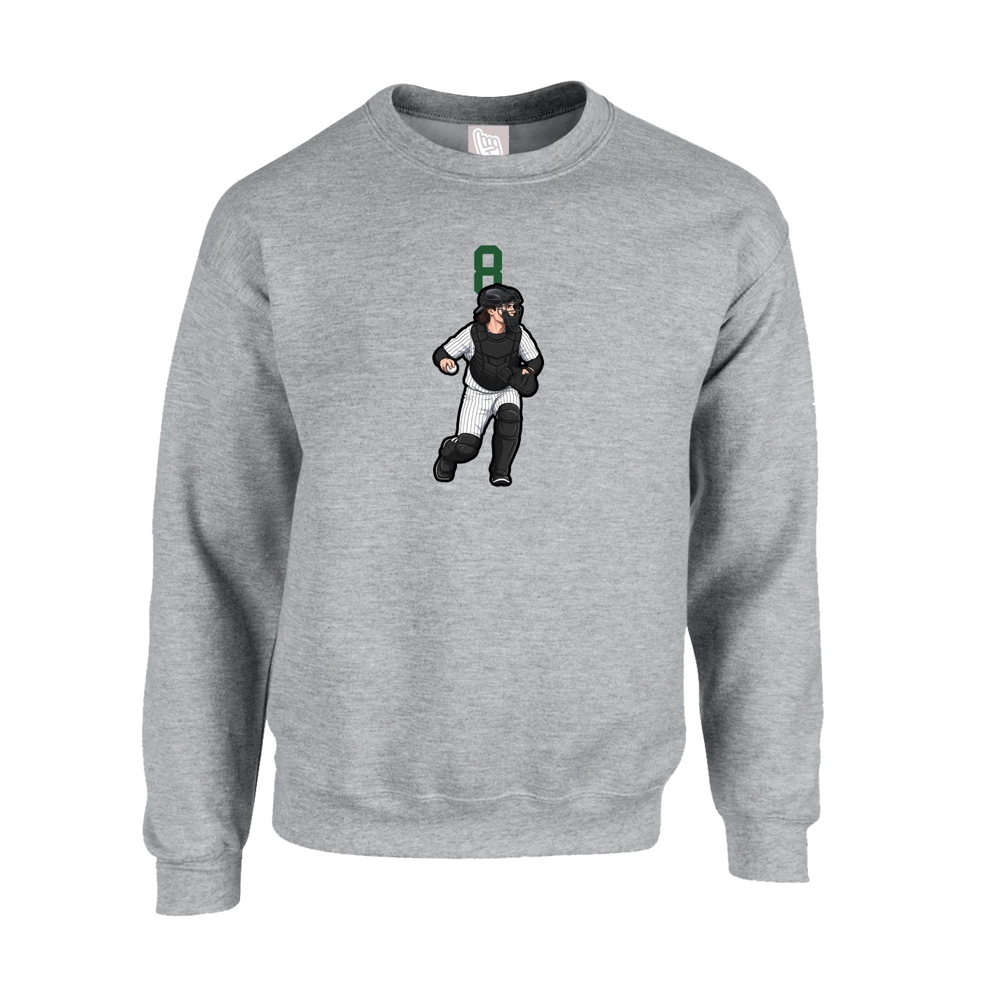Fleece Crew — Number Top in Grey