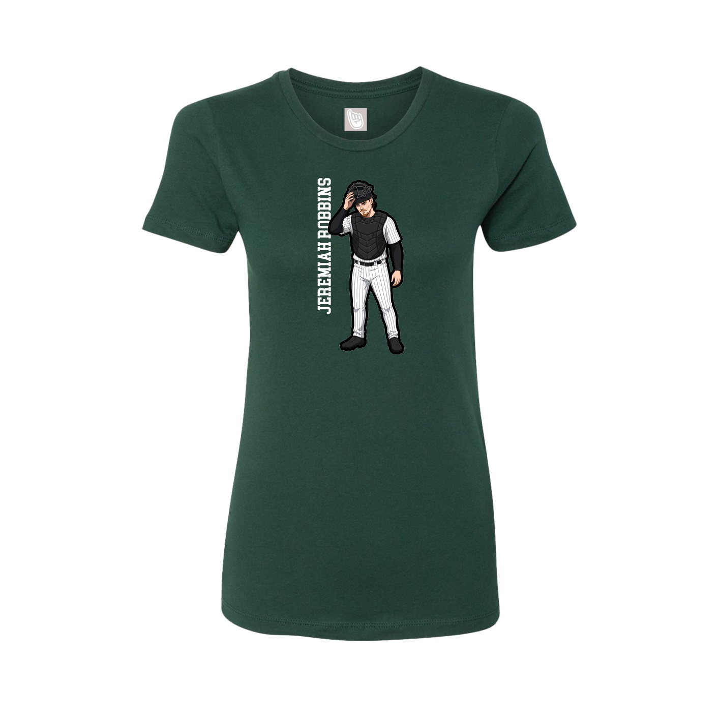 Fitted Women's Tee — Name Vertical in Green