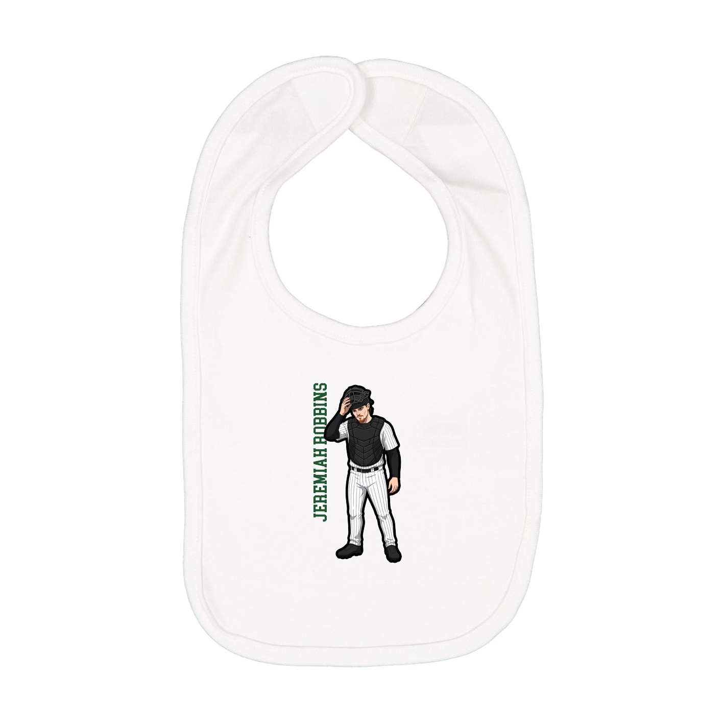 Infant Bib — Name Vertical in White