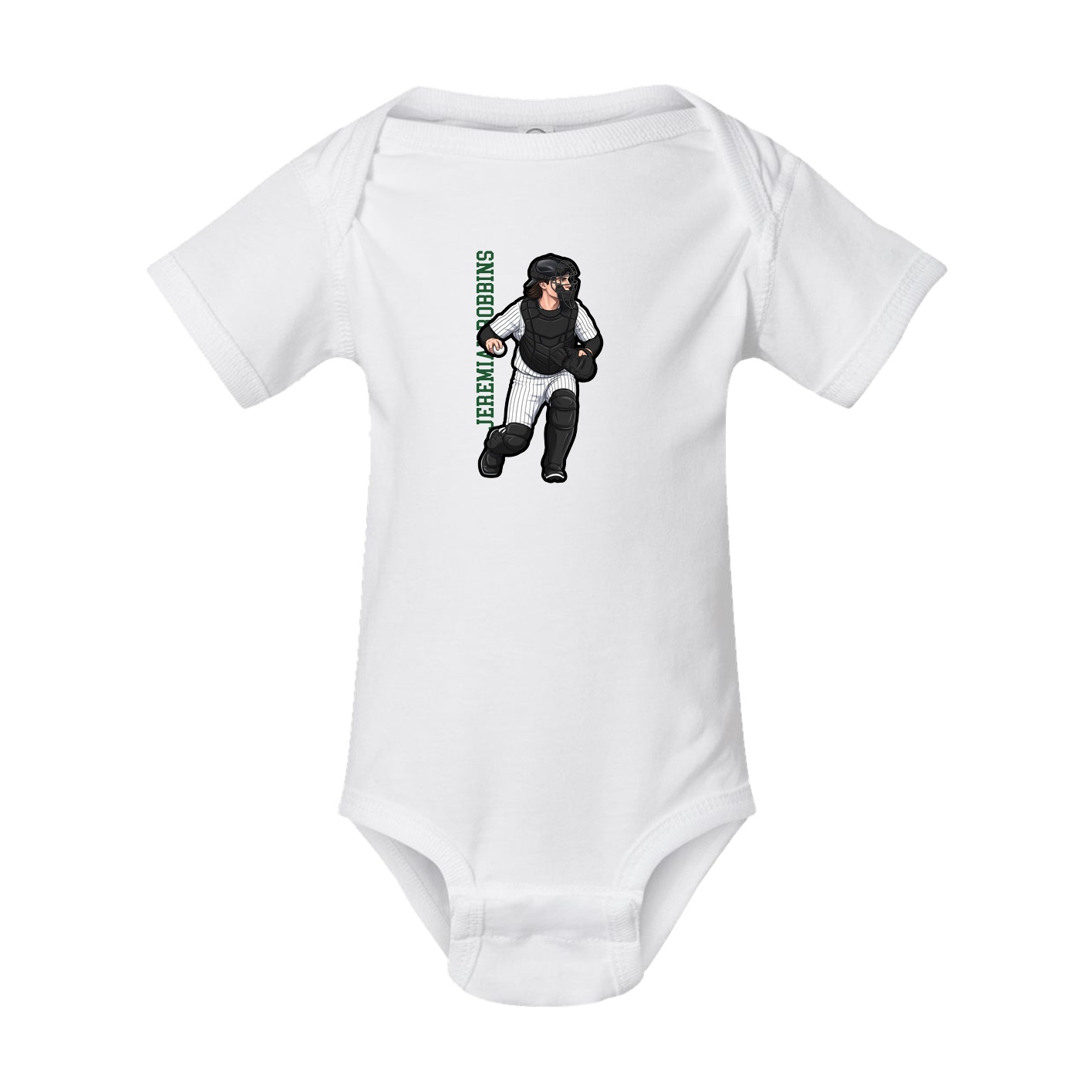 Baby Onesie — Name Vertical in White